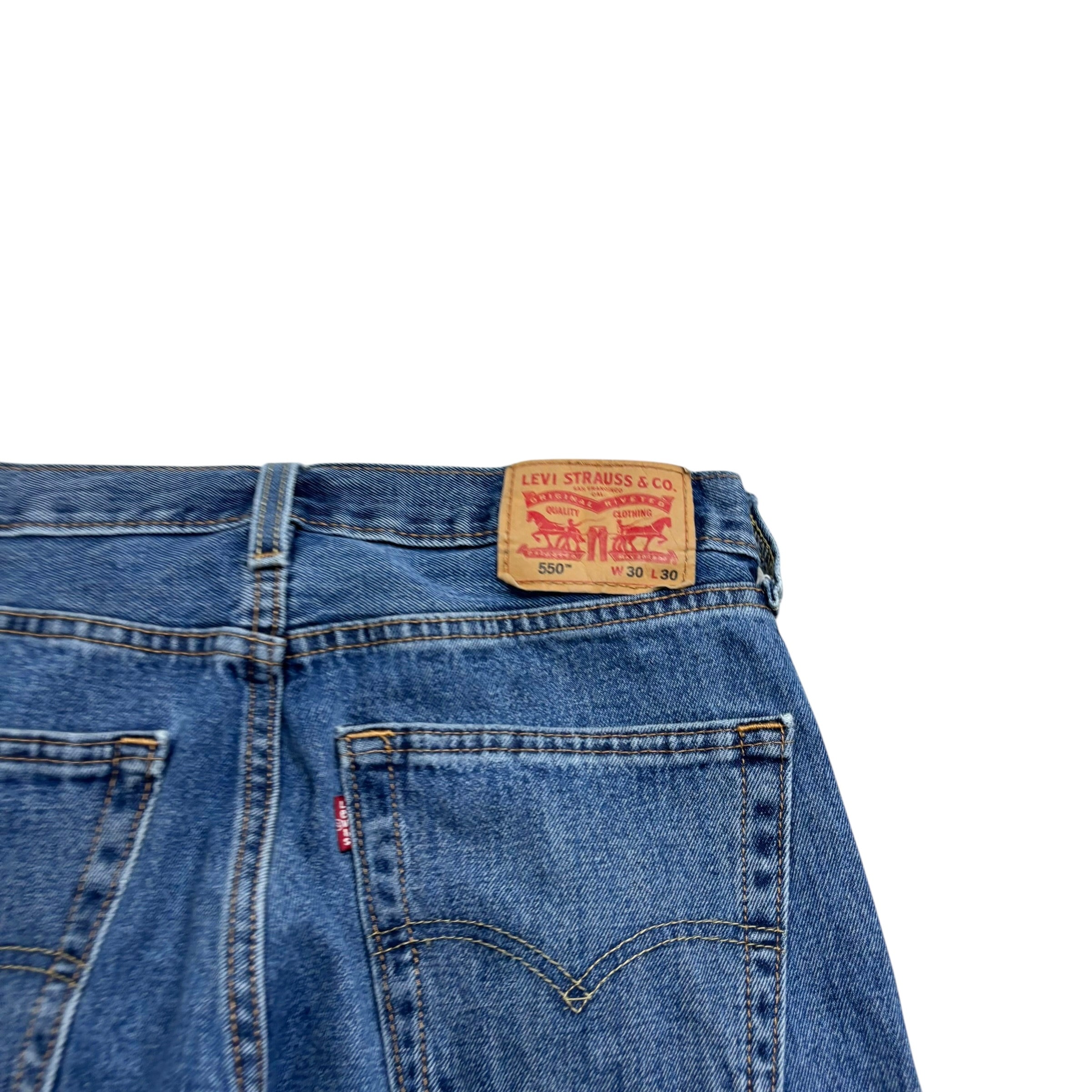 Levis 550 Jeans W30 L30 Mens Mid Blue Relaxed Straight Fit Denim (E)