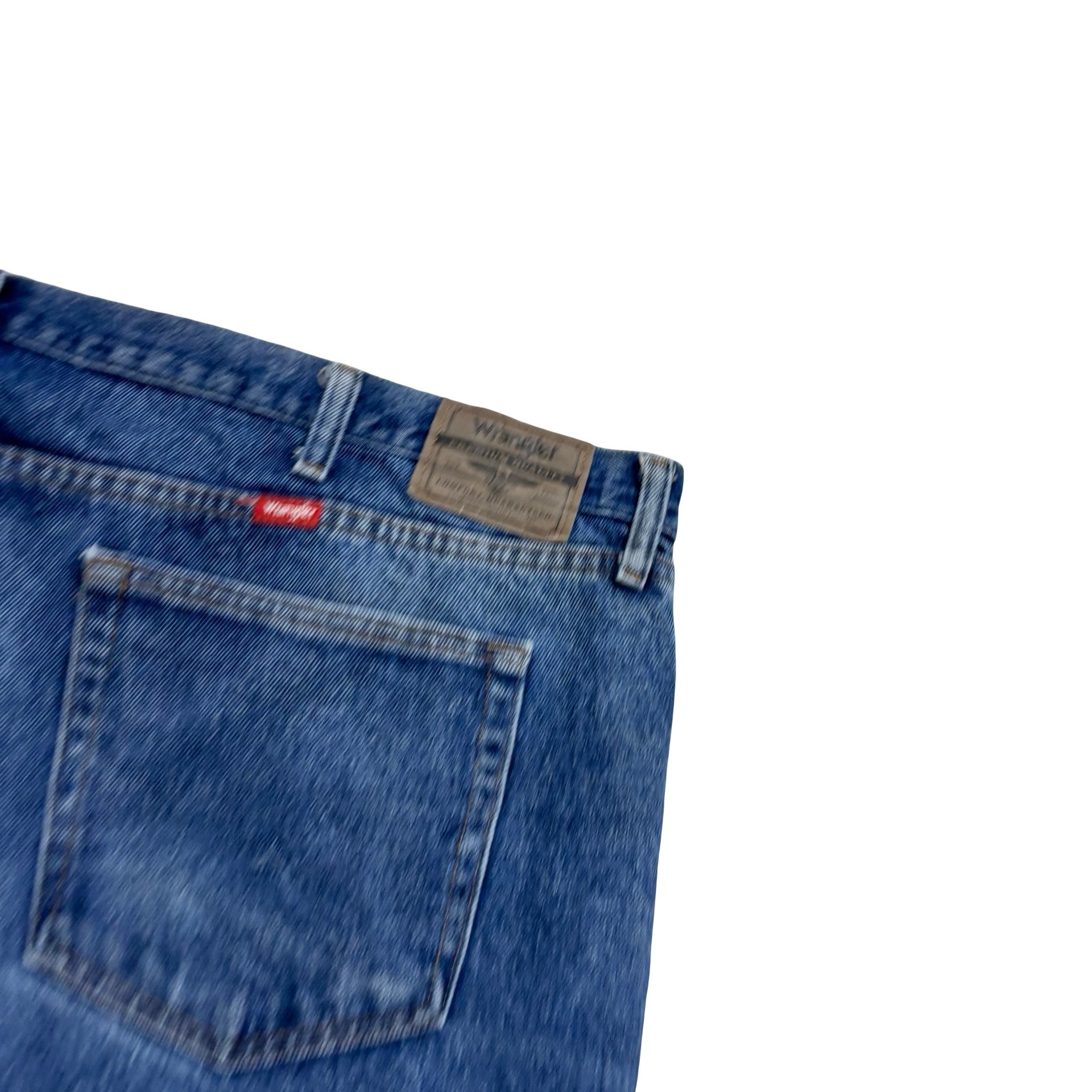 Wrangler Jeans W48 L30 Mens Mid Blue Relaxed Straight Fit Denim