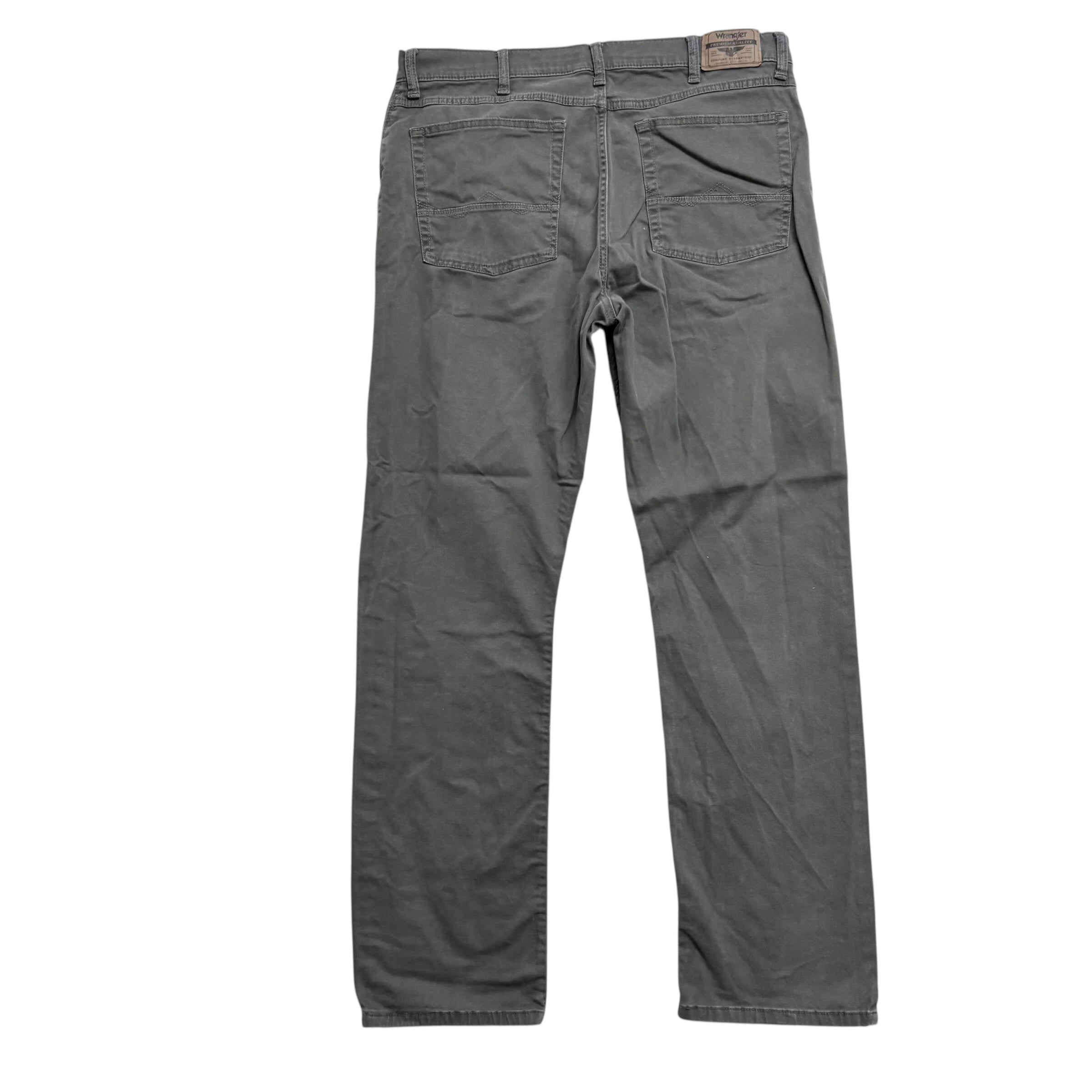 Wrangler Trousers W36 L32 Mens Grey Regular Straight Fit Stretch Pants