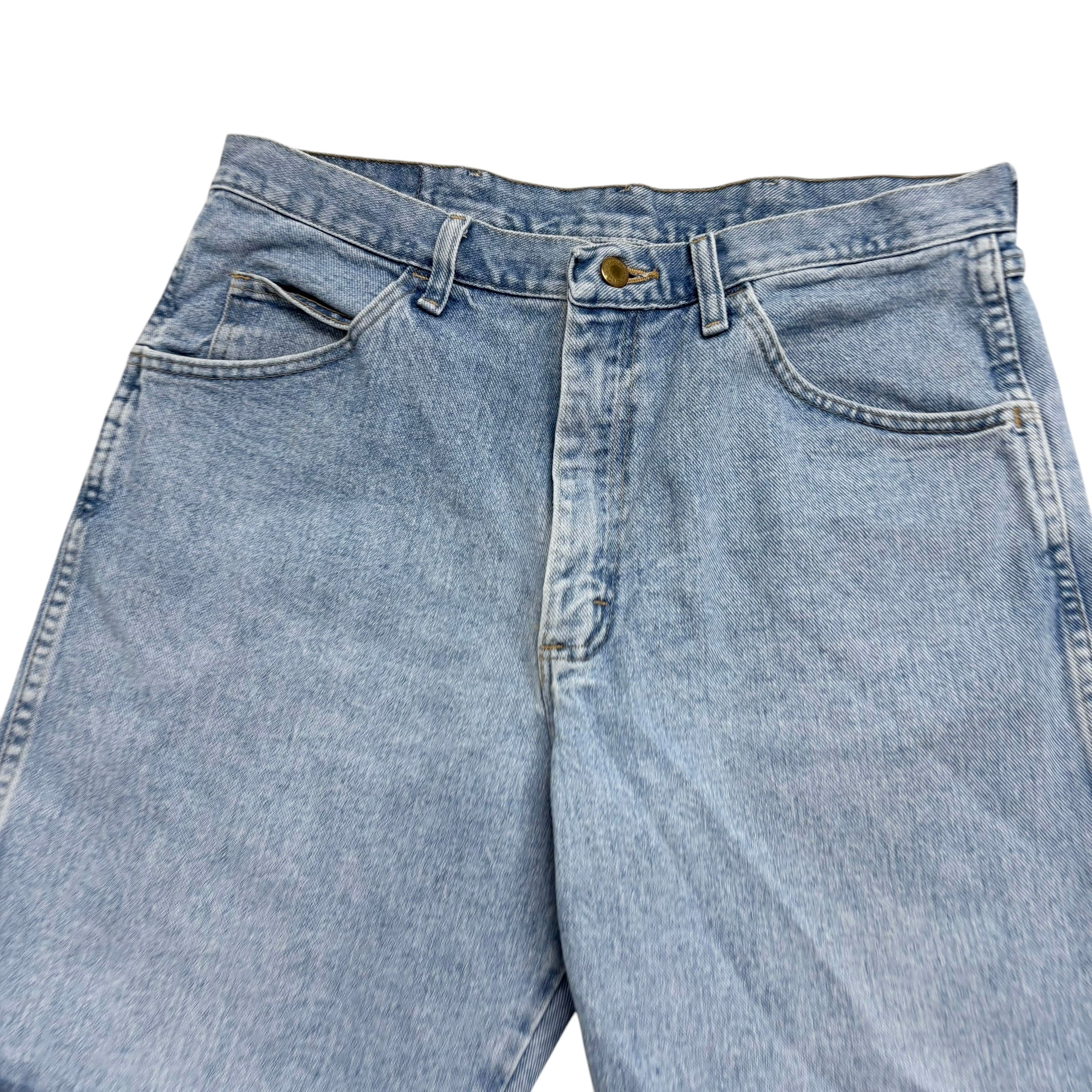 Vintage Wrangler Baggy Jorts W34 Mens Denim Shorts Light Blue Relaxed Fit (E)