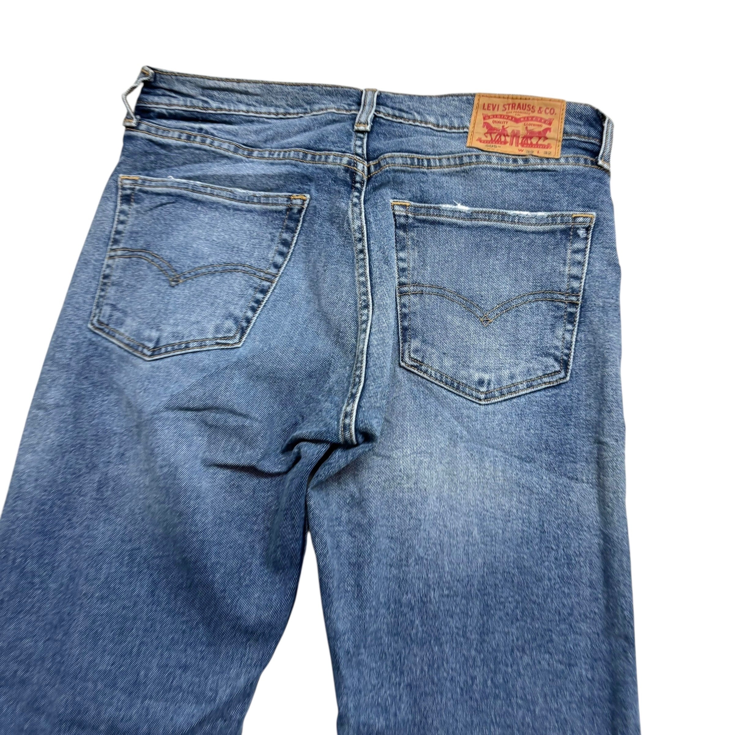 Levis 505 Jeans W32 L32 Mens Mid Blue Regular Straight Fit Stretch Denim