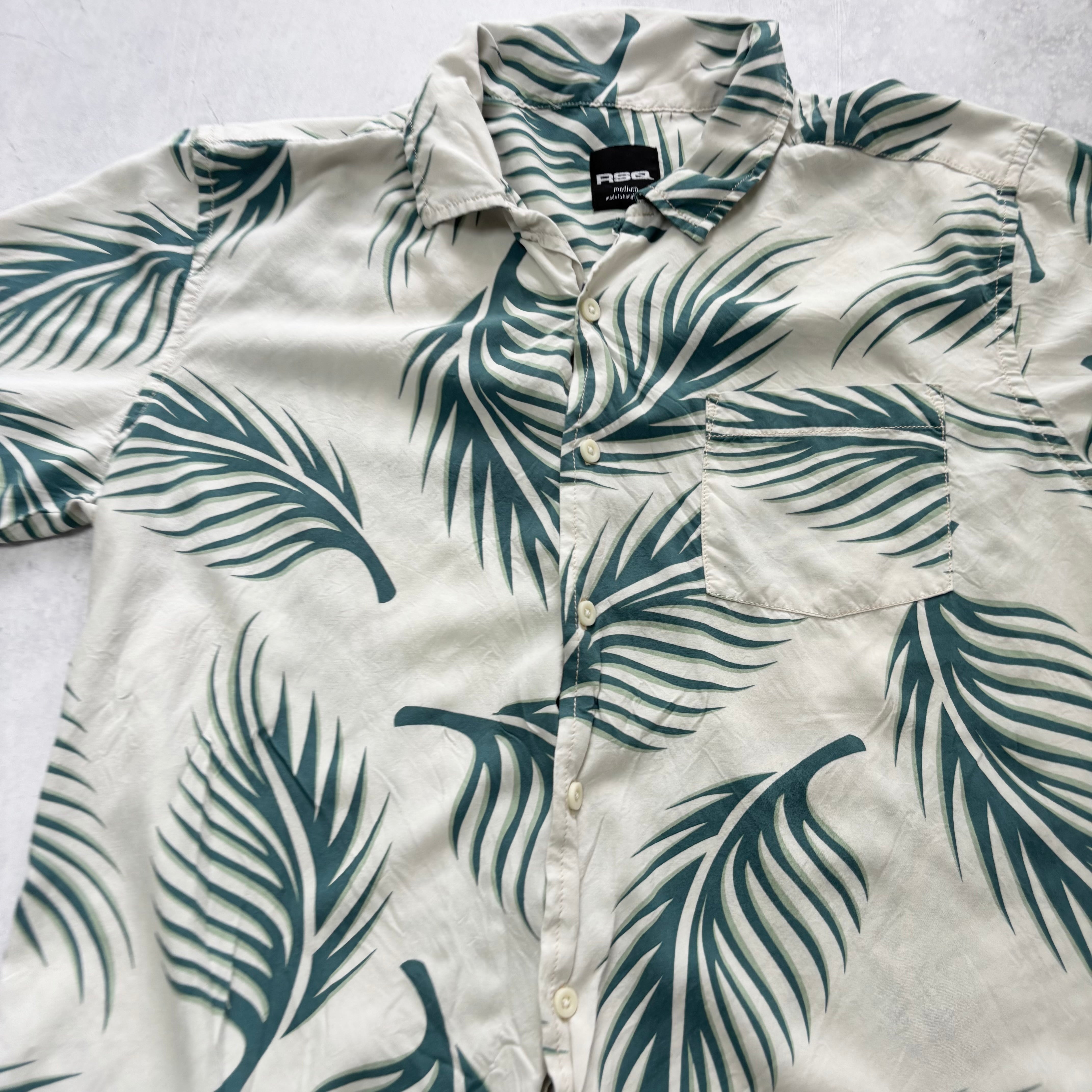 Hawaiian Shirt Mens Small Cream Floral Aloha Short Sleeve Viscose (E)