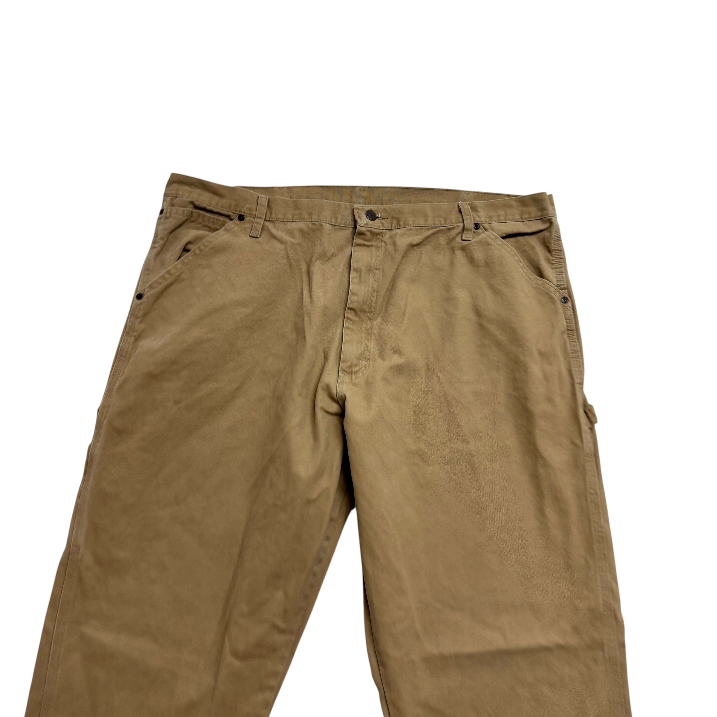 Wrangler Carpenter Pants W42 L32 Mens Beige Relaxed Straight Fit Pants (E)