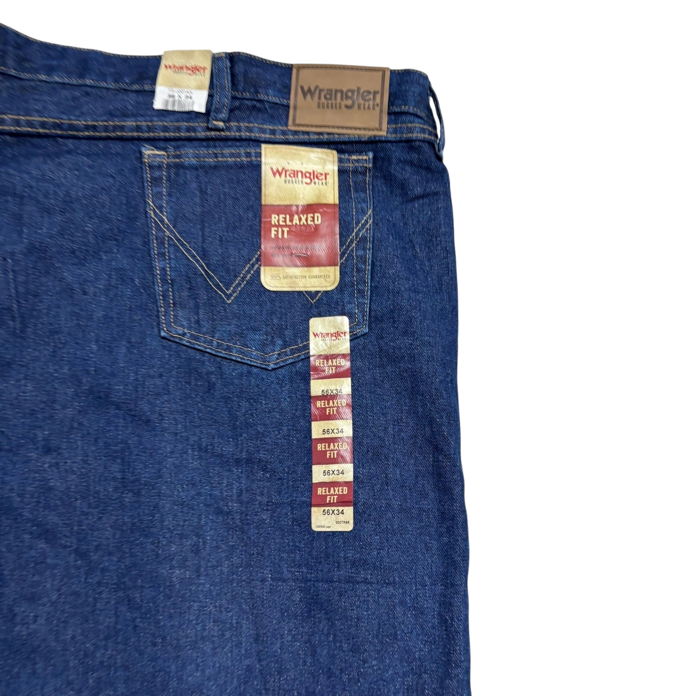 Wrangler Jeans W54 L34 Mens Dark Blue Relaxed Straight Fit Vintage Denim (E)