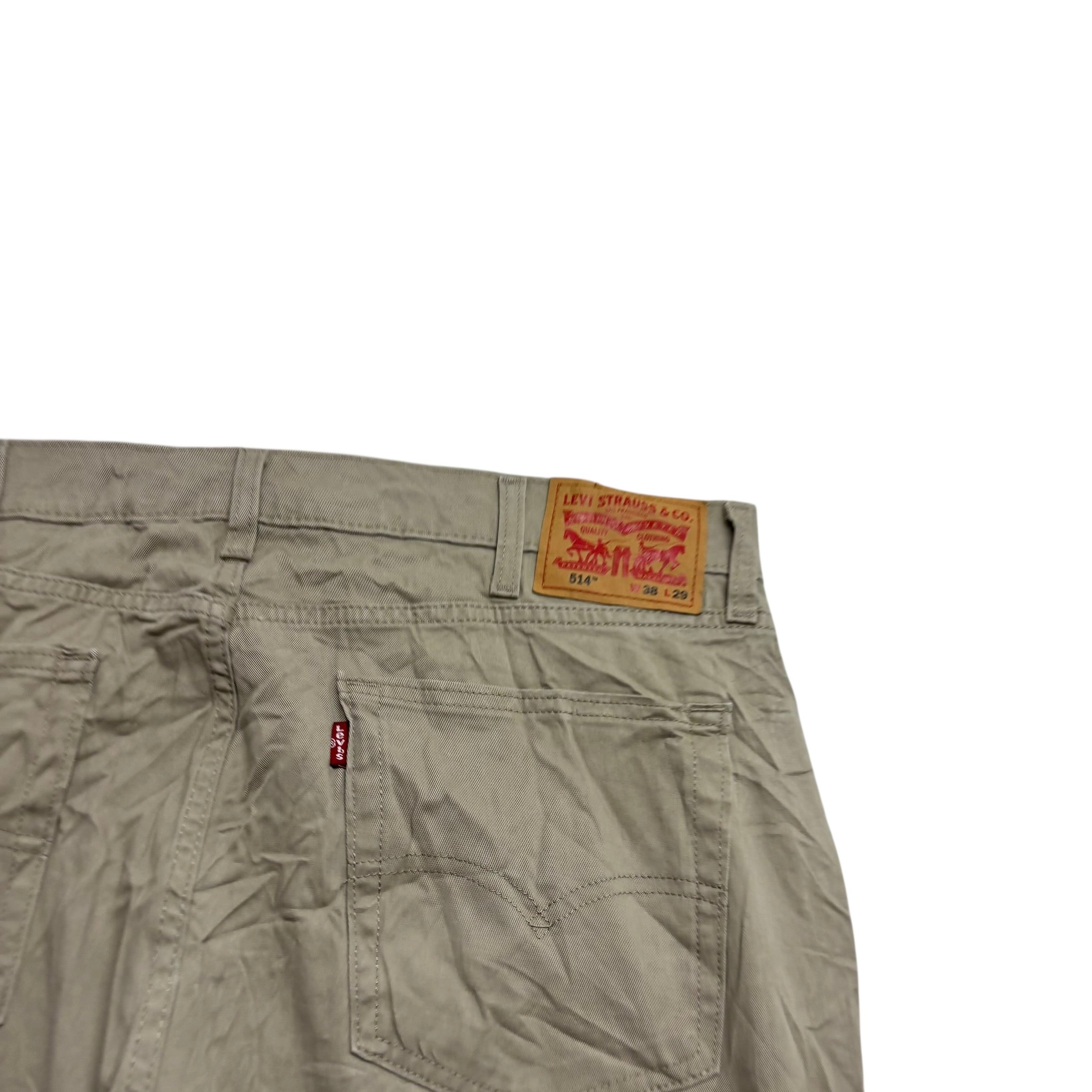 Levis 514 Jeans W38 L29 Mens Beige Cream Regular Straight Fit Stretch Denim (E)
