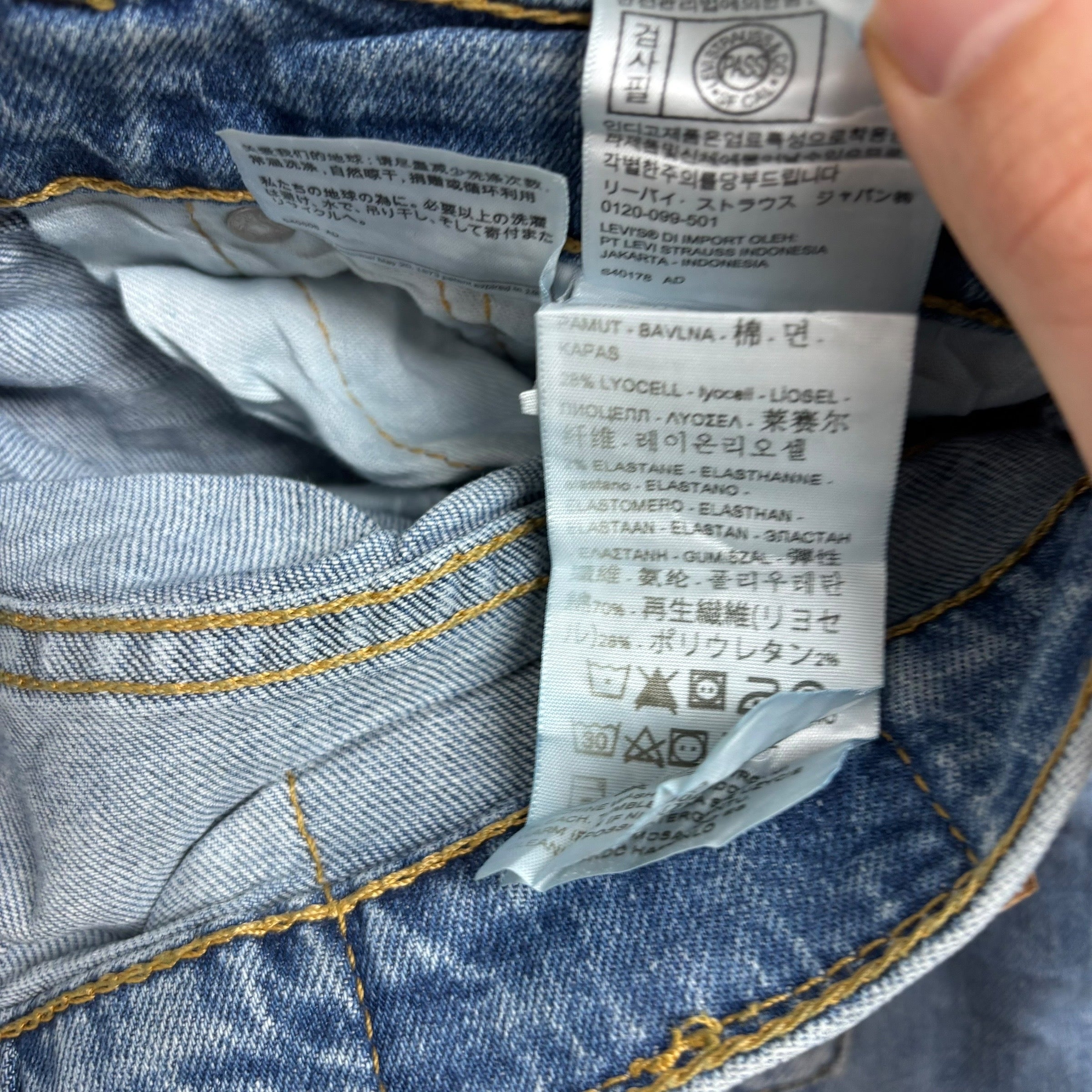 Levis 511 Jeans W29 L32 Mens Light Blue Slim Fit Stretch Distressed Denim