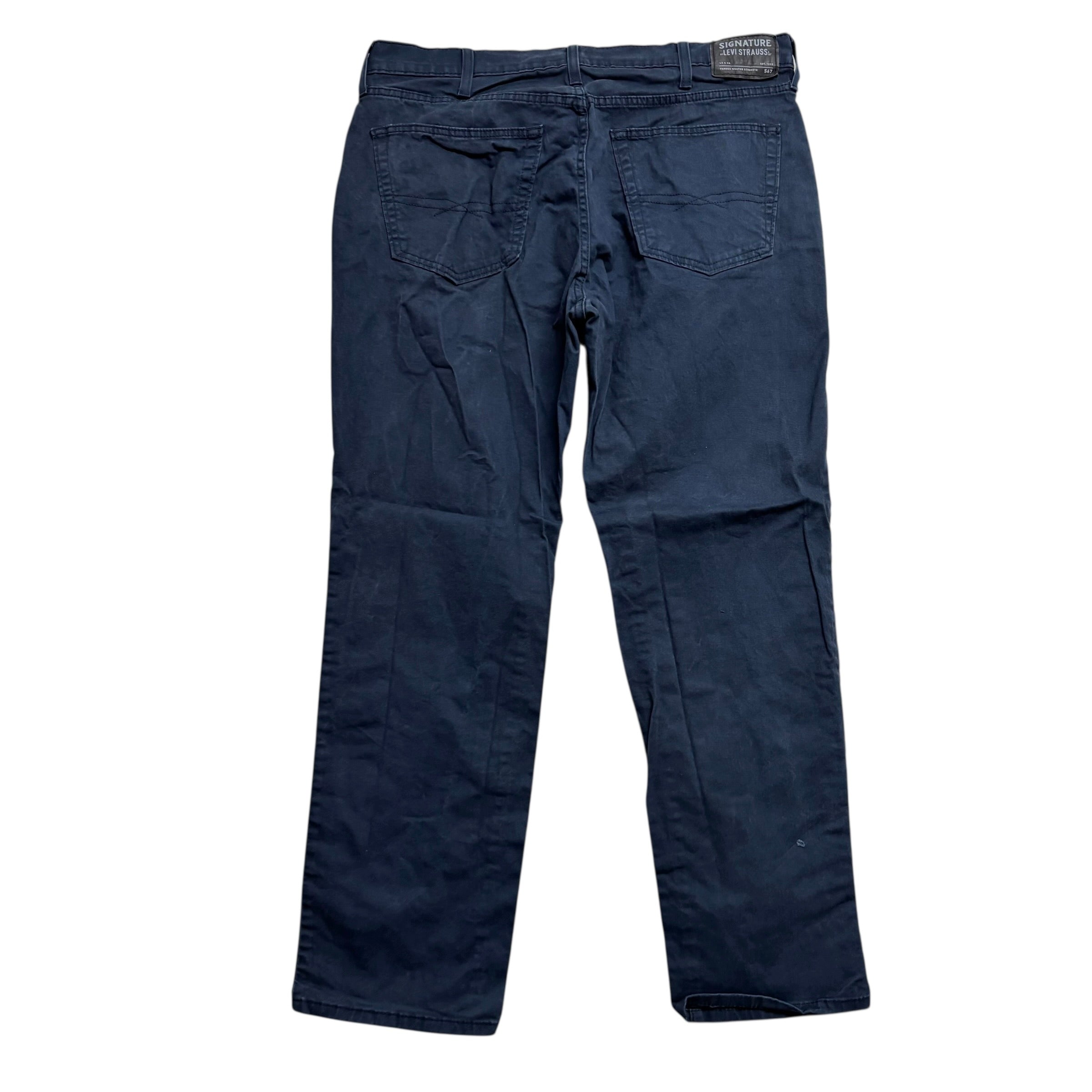 Levis Signature Trousers W38 L31 Mens Navy Blue Athletic Straight Stretch Pants
