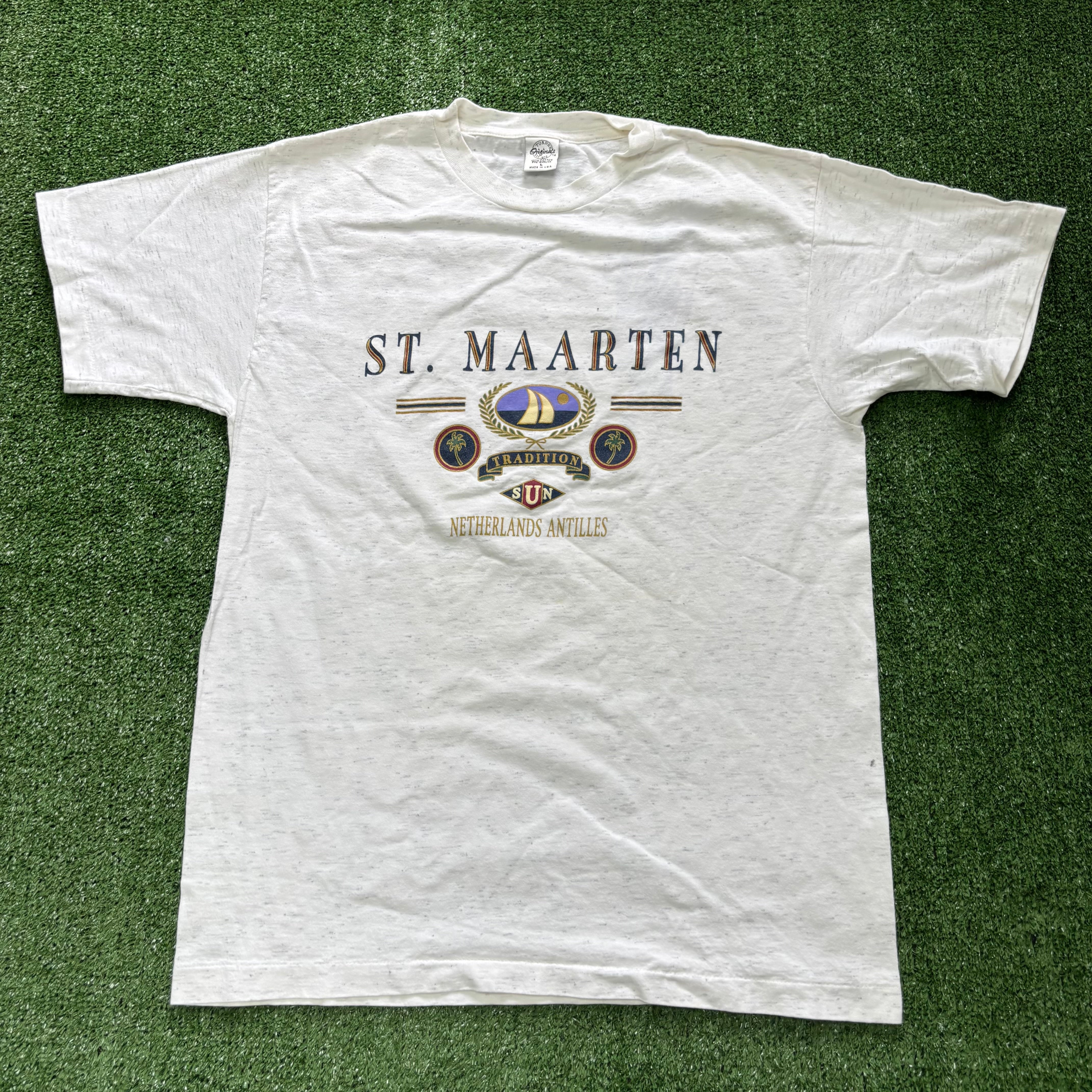 Vintage T Shirt Mens Medium White Single Stitch Graphic Print 90s USA Tourist