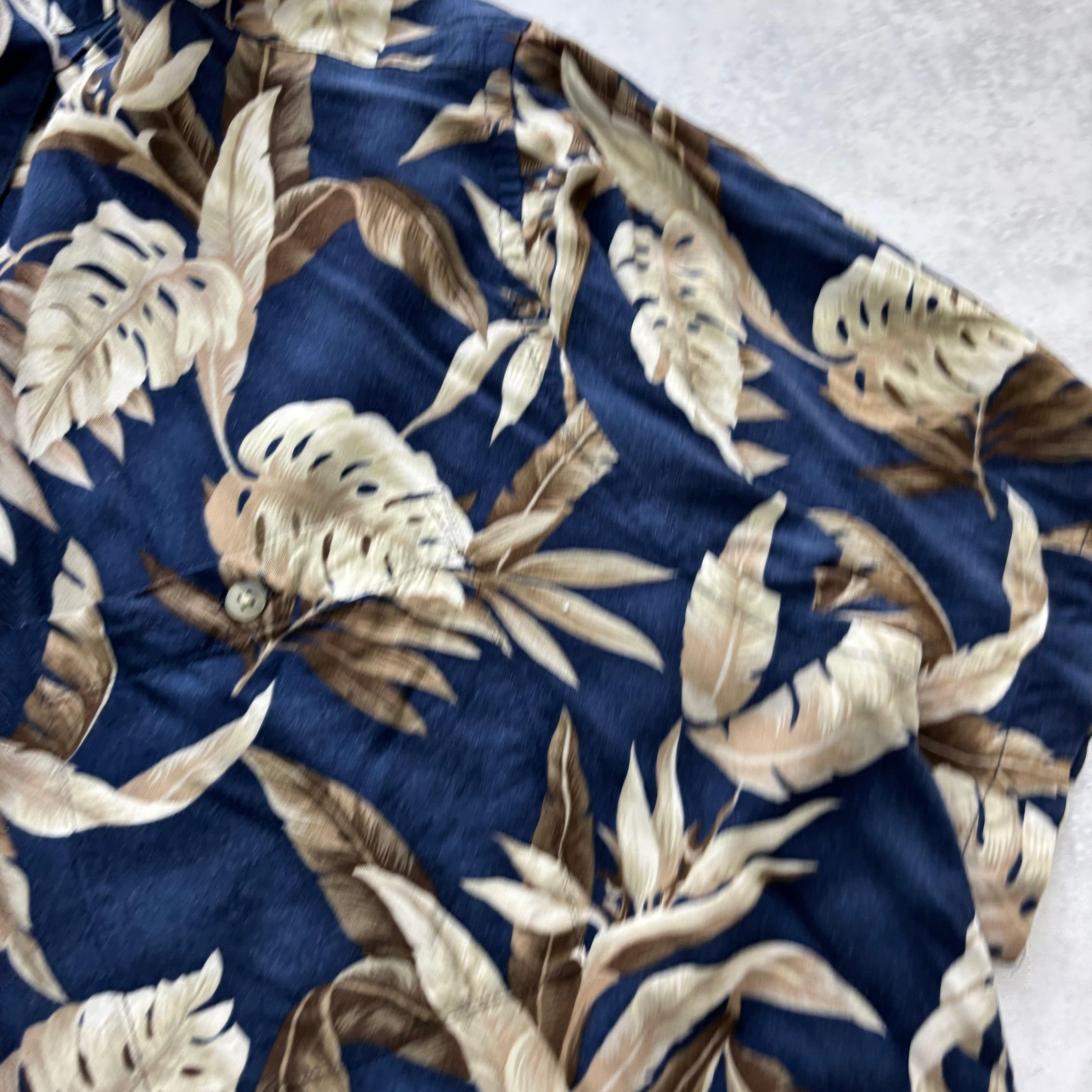 Vintage Hawaiian Shirt Mens XXL Navy Floral Aloha Short Sleeve Rayon