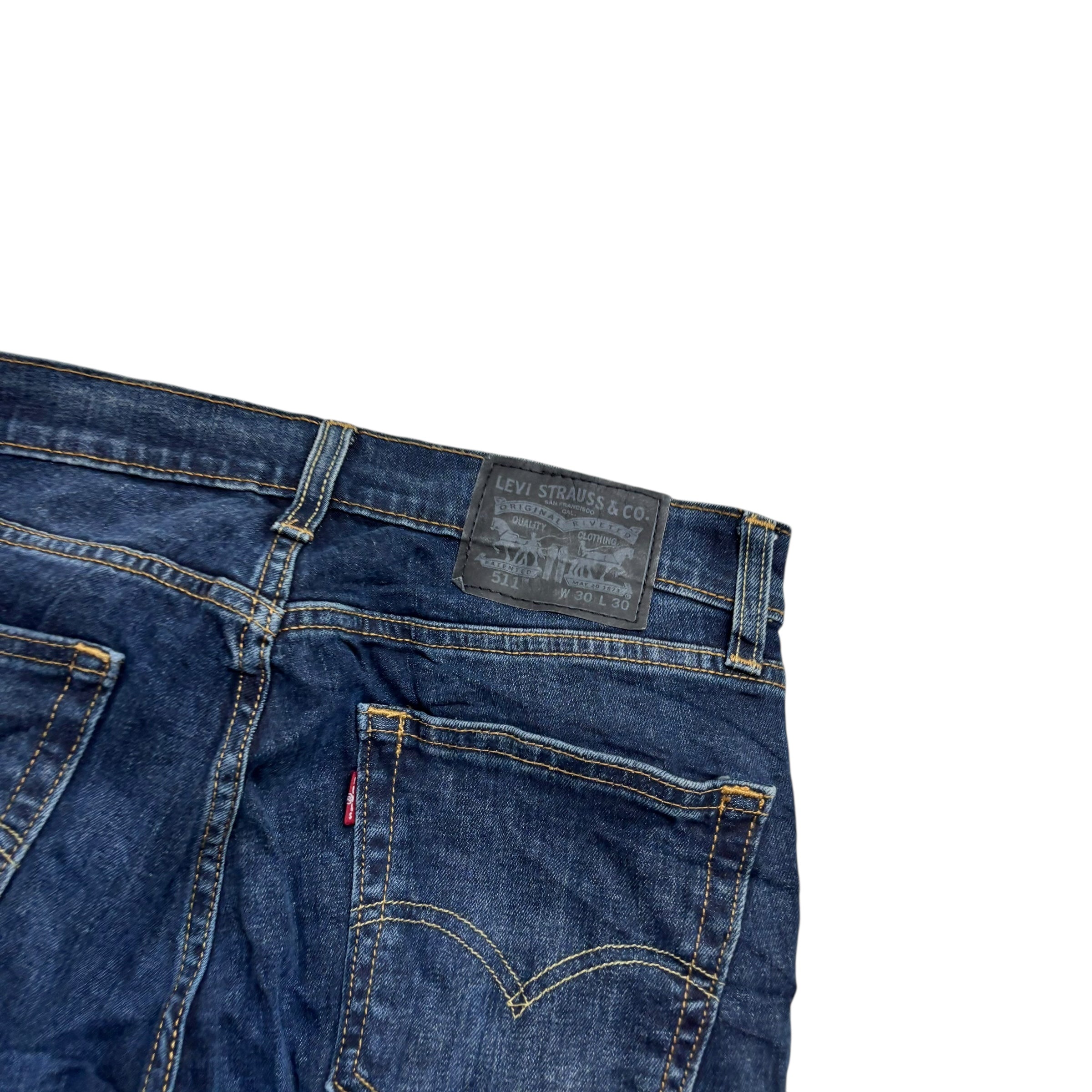 Levis 511 Jeans W30 L30 Mens Dark Blue Slim Fit Stretch Denim (E)