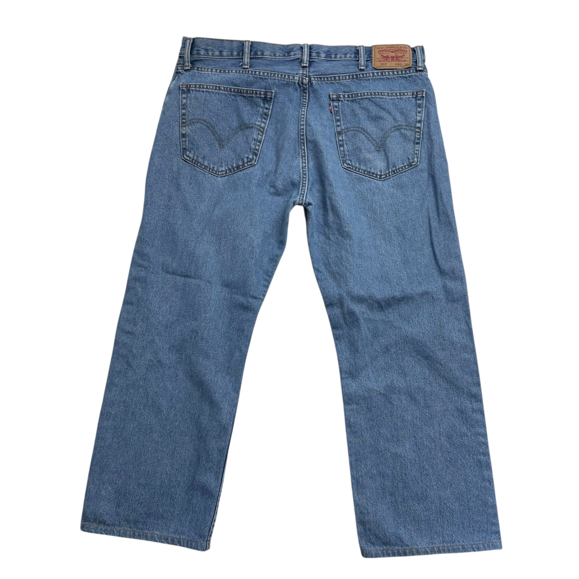 Levis 505 Jeans W40 L27 Mens Mid Blue Relaxed Straight Fit Vintage Denim (E)