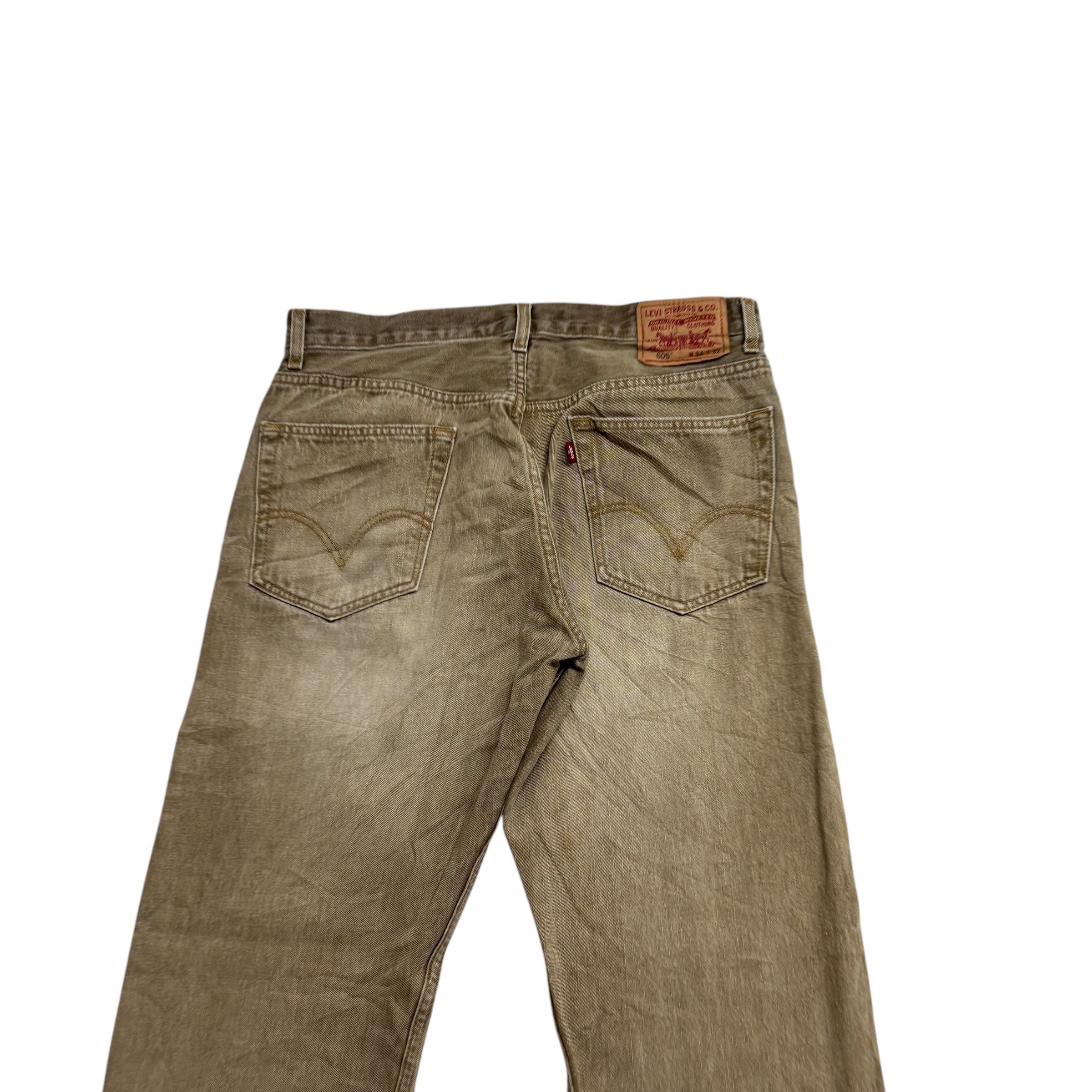 Levis 505 Jeans W34 L32 Mens Gold Regular Straight Fit Vintage Denim (E)