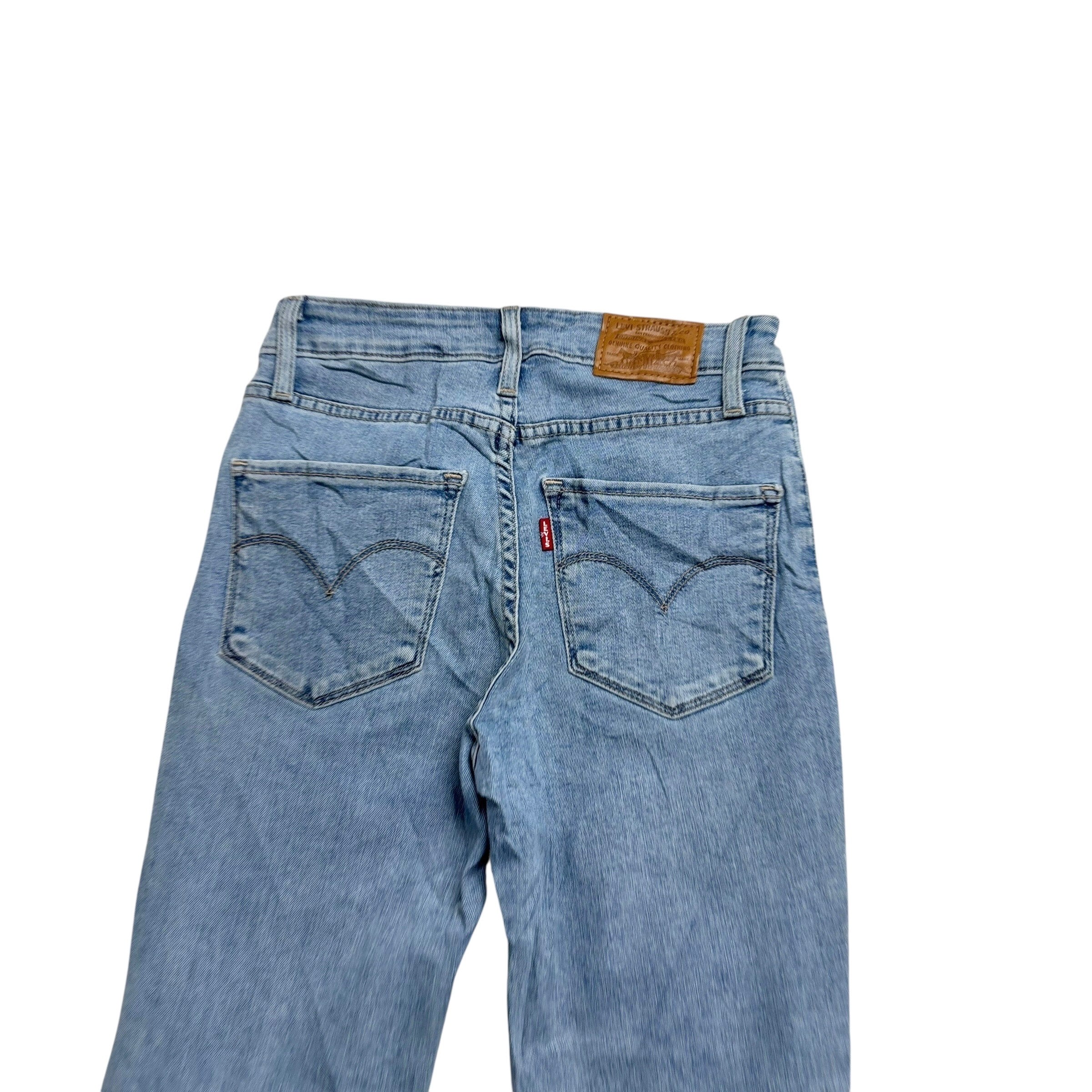 Levis 721 Jeans W24 L30 Womens High Rise Skinny Light Blue Stretch Denim