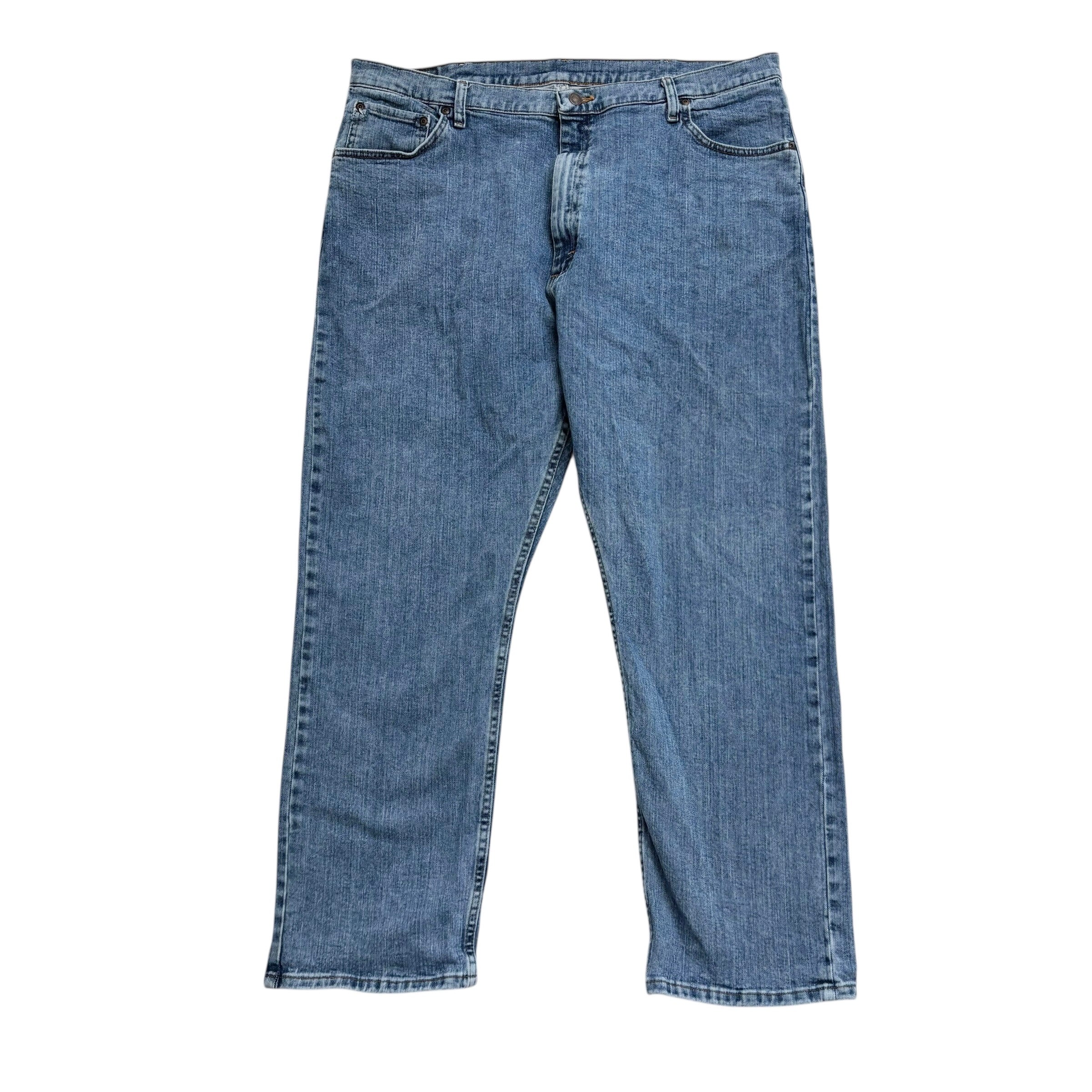 Wrangler Jeans W40 L30 Mens Mid Blue Relaxed Straight Fit Stretch Denim