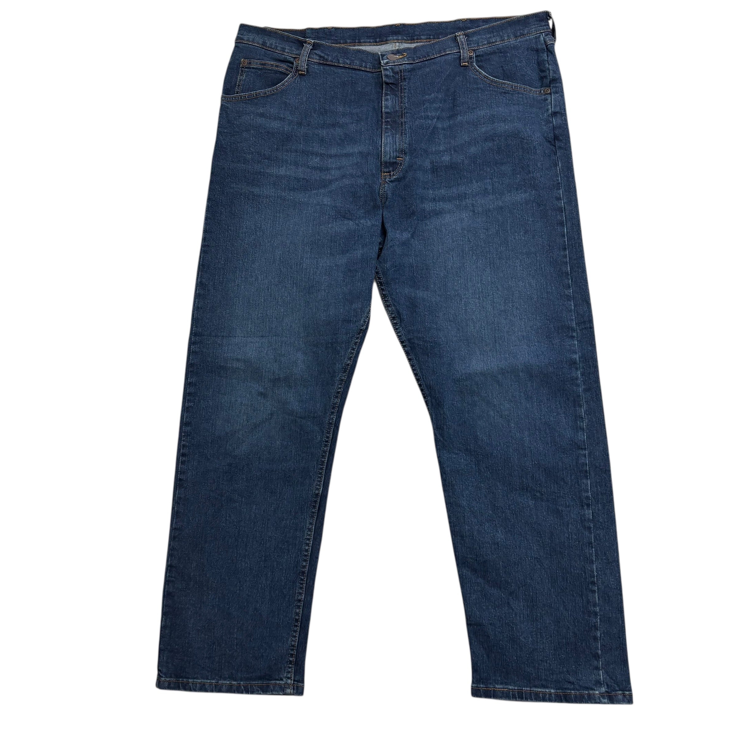 Wrangler Jeans W42 L30 Mens Dark Blue Relaxed Straight Fit Stretch Denim (E)