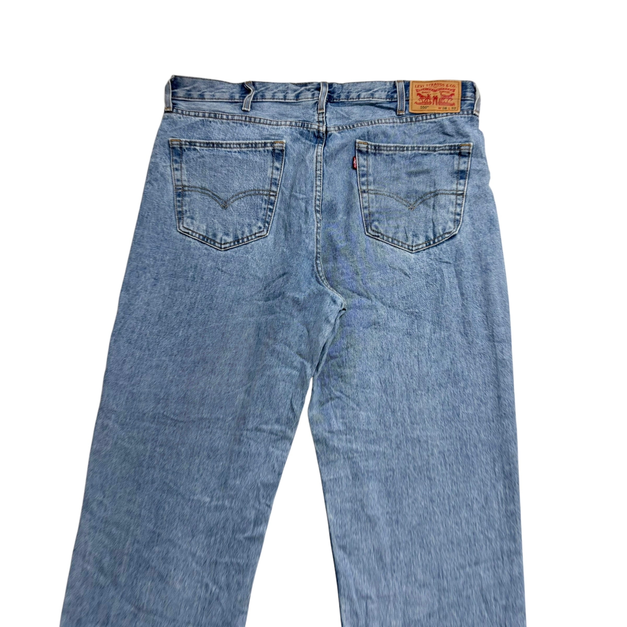 Levis 550 Jeans W38 L32 Mens Light Blue Baggy Relaxed Straight Fit Denim (E)