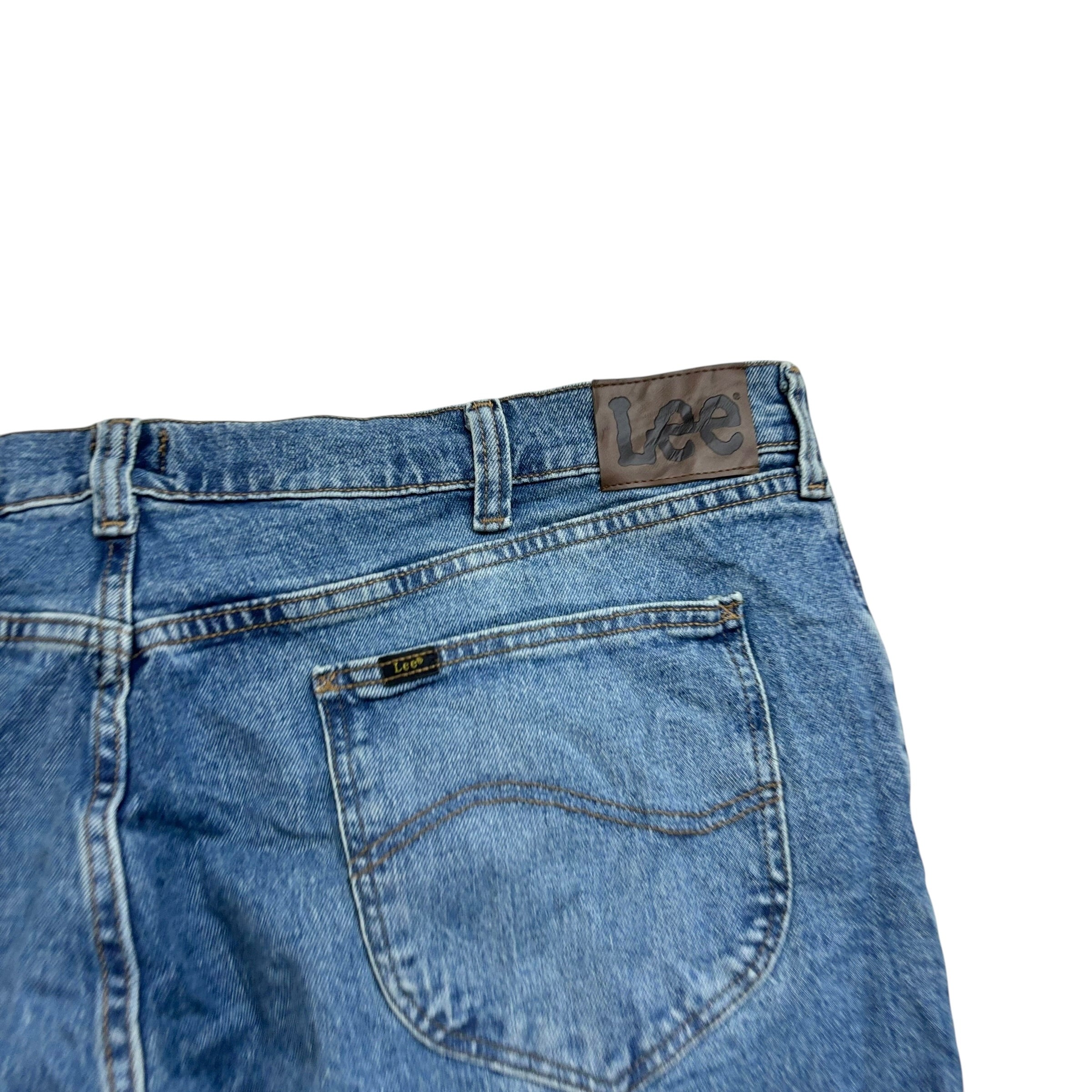 Lee Jeans W46 L28 Mens Mid Blue Relaxed Straight Fit Stretch Denim