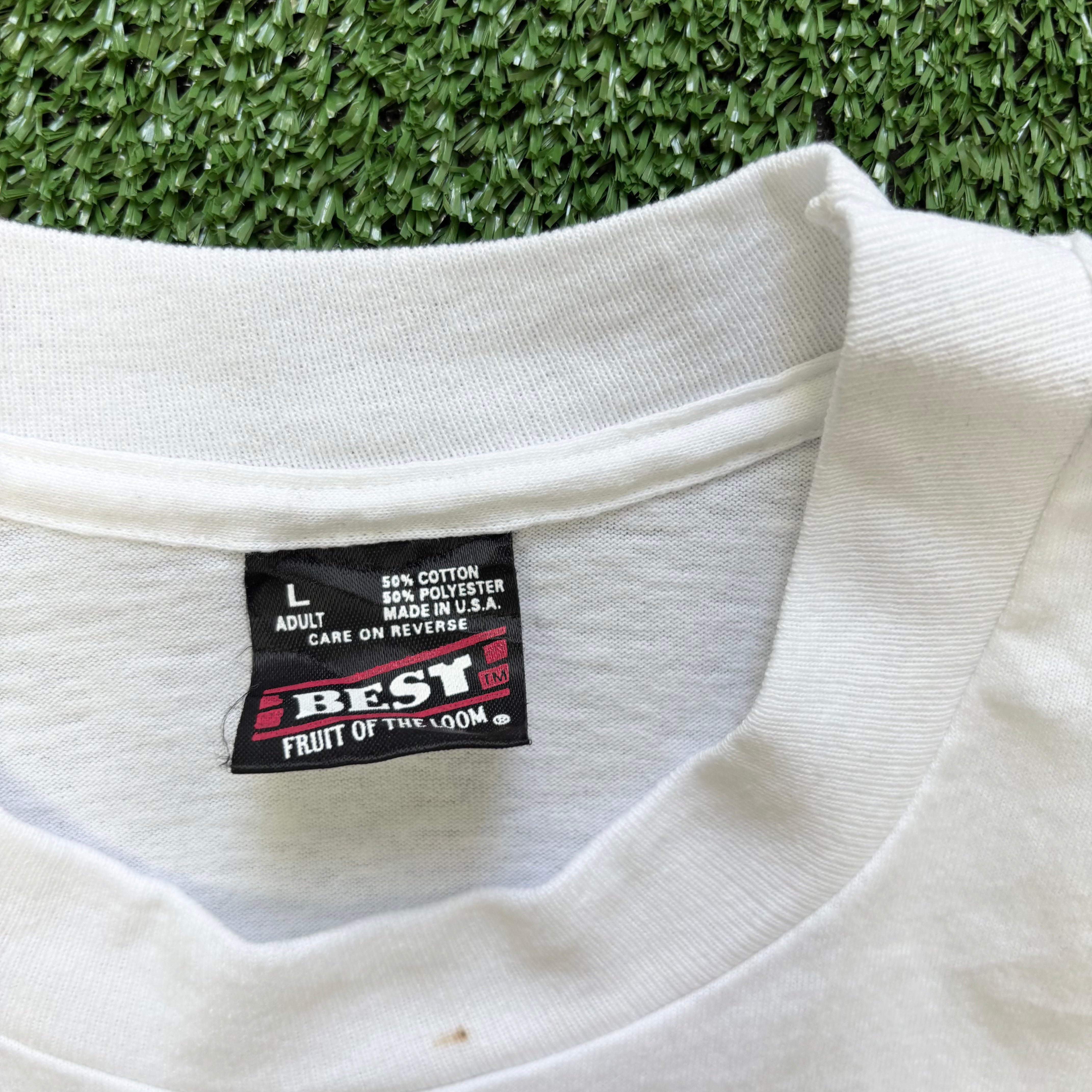 Vintage T Shirt Mens Medium White Single Stitch Graphic Print 90s USA