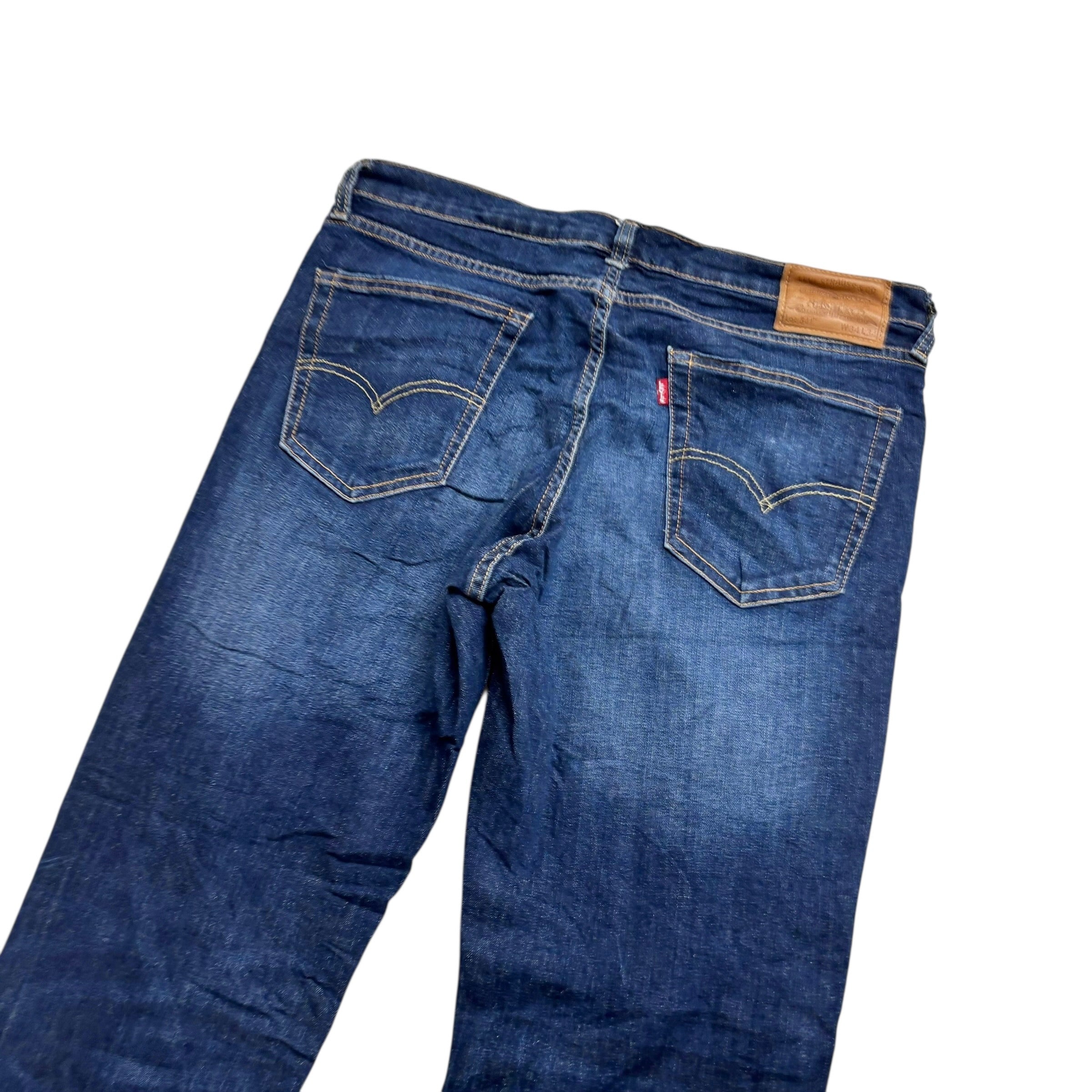 Levis 541 Jeans W34 L34 Mens Dark Blue Athletic Tapered Fit Stretch Denim (E)