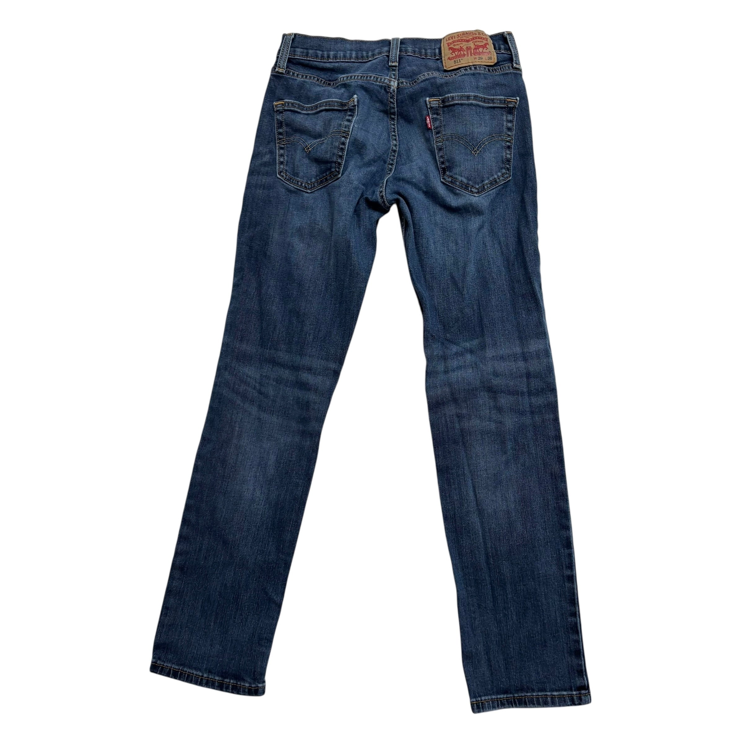 Levis 511 Jeans W28 L30 Mens Mid Blue Slim Fit Stretch Denim (F)