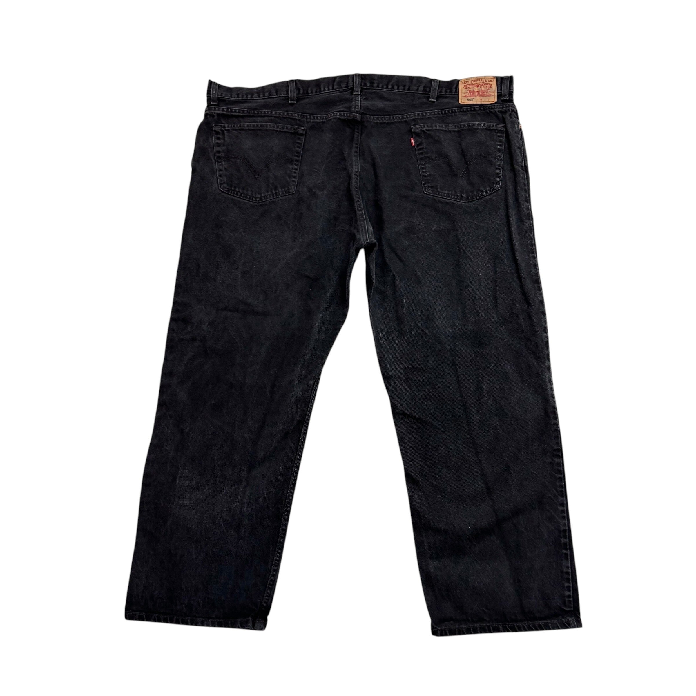 Levis 505 Jeans W54 L32 Mens Black Regular Straight Fit Vintage Denim (E)