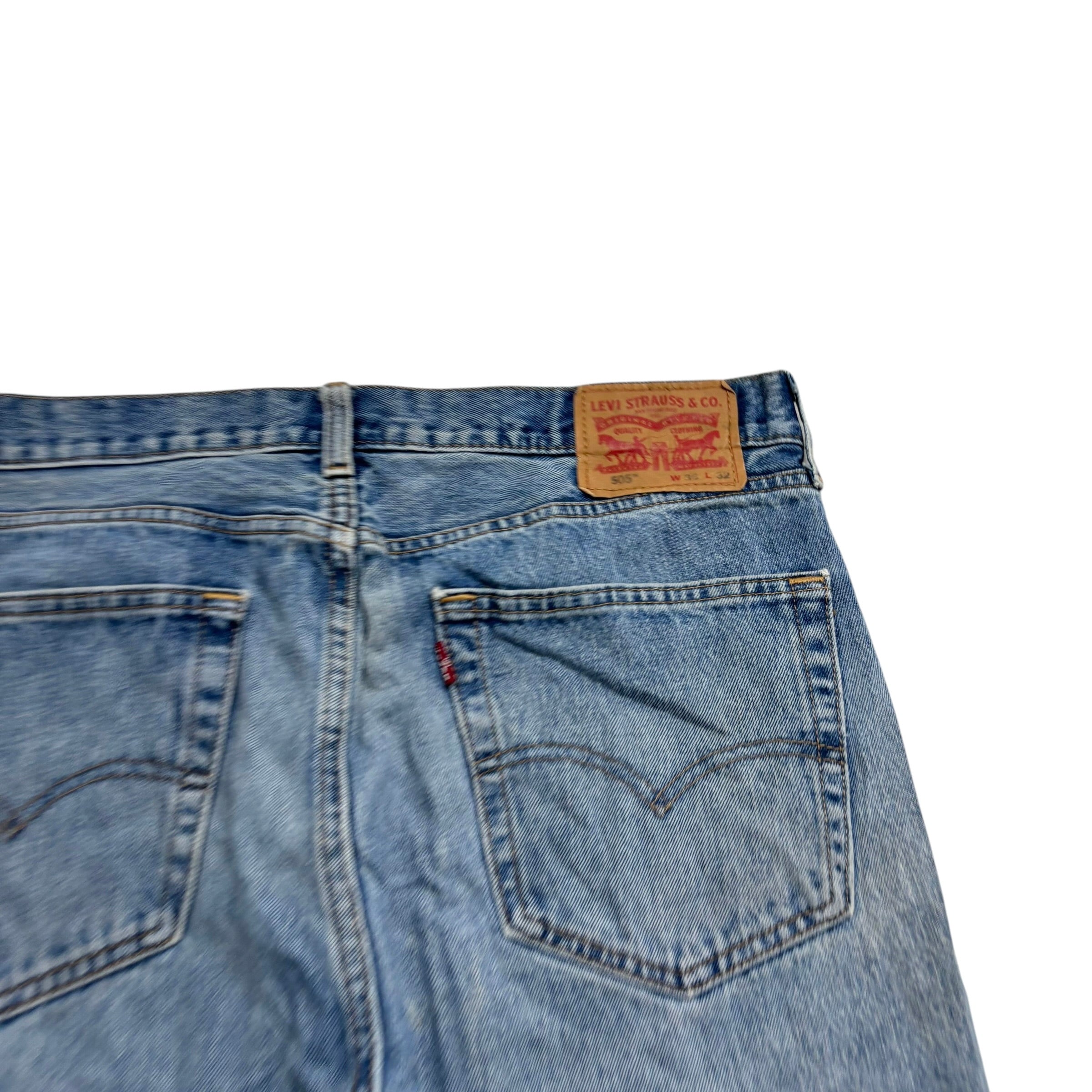 Levis 505 Jeans W36 L32 Mens Light Blue Regular Straight Fit Denim