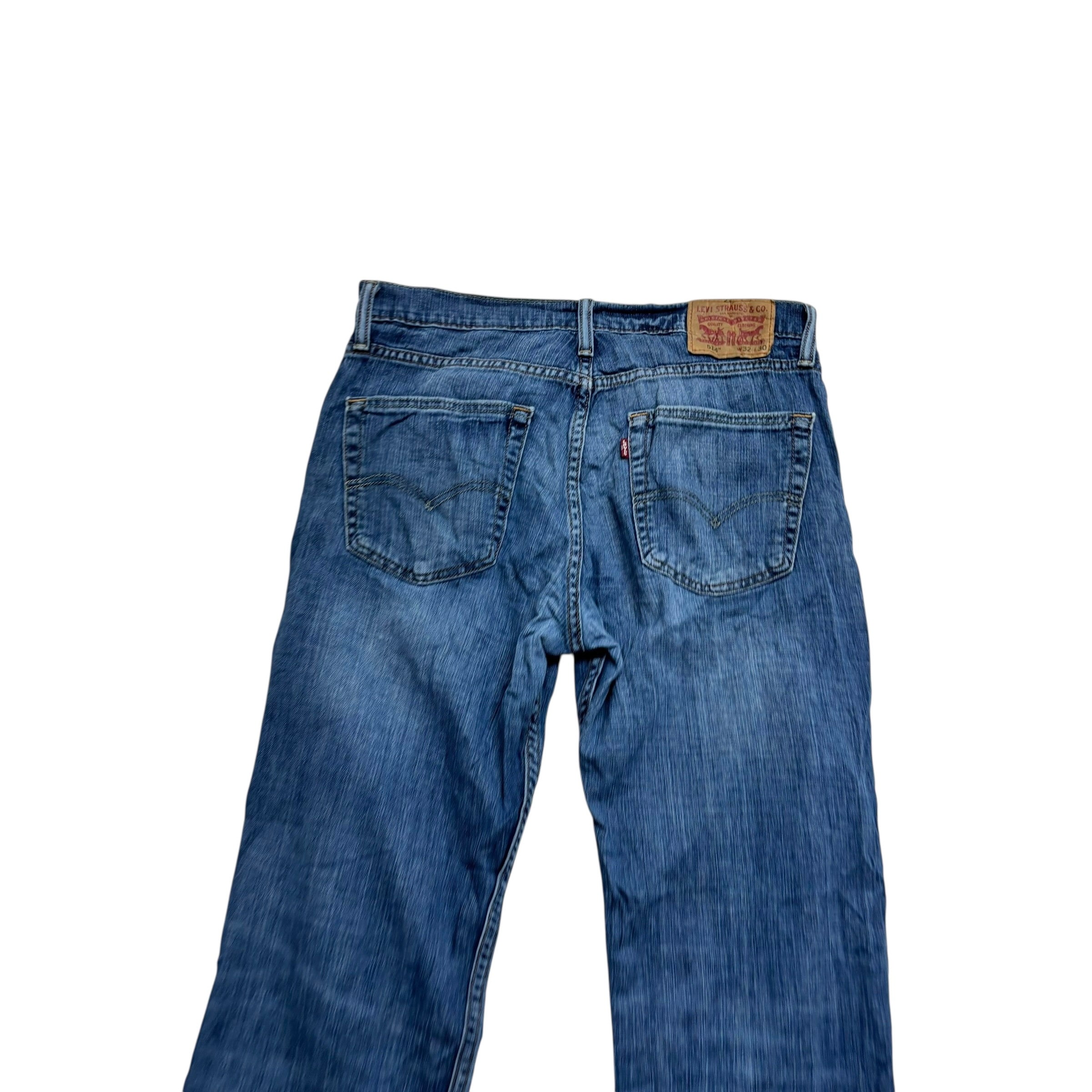 Levis 514 Jeans W32 L30 Mens Mid Blue Regular Straight Fit Stretch Denim (E)