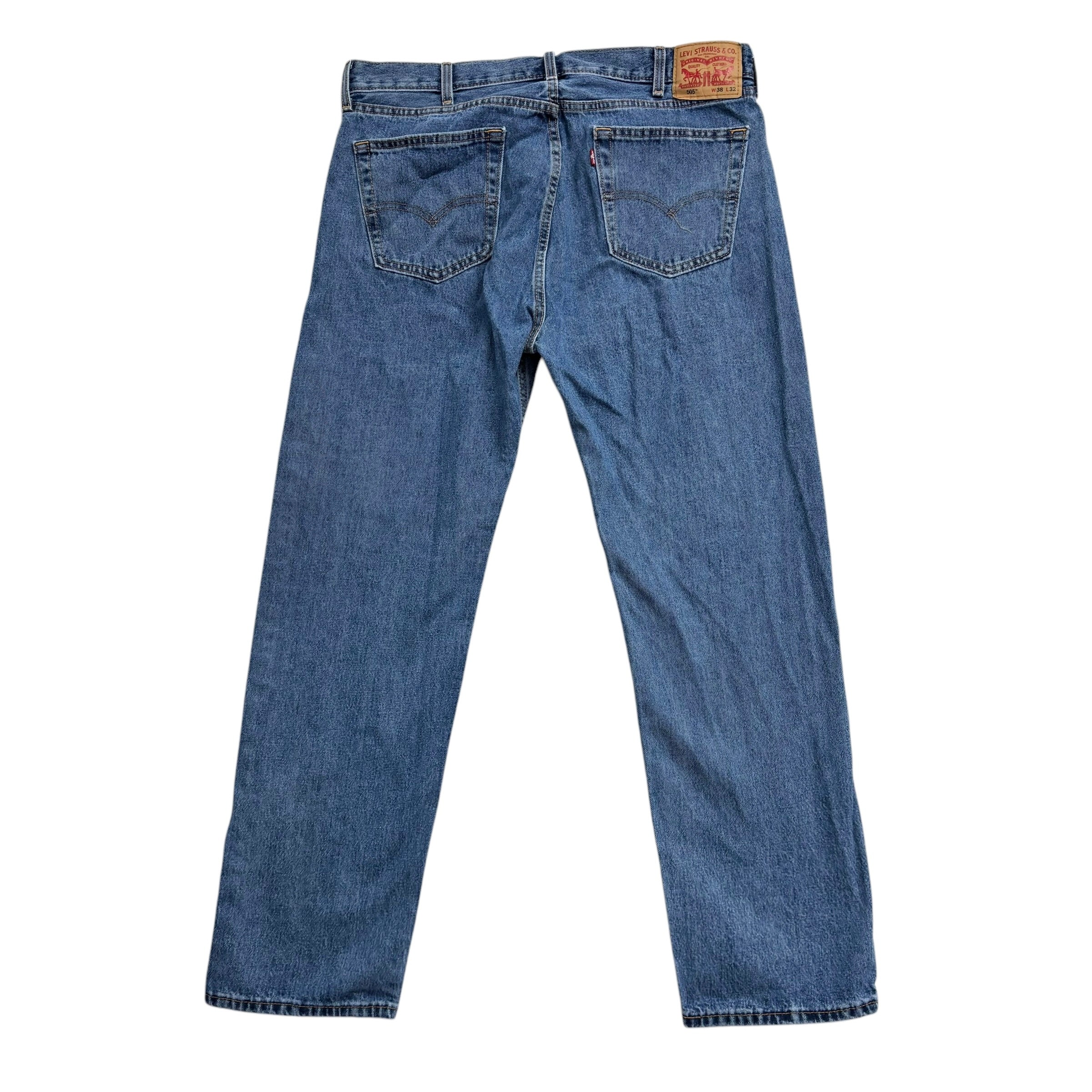 Levis 505 Jeans W38 L32 Mens Mid Blue Regular Straight Fit Denim