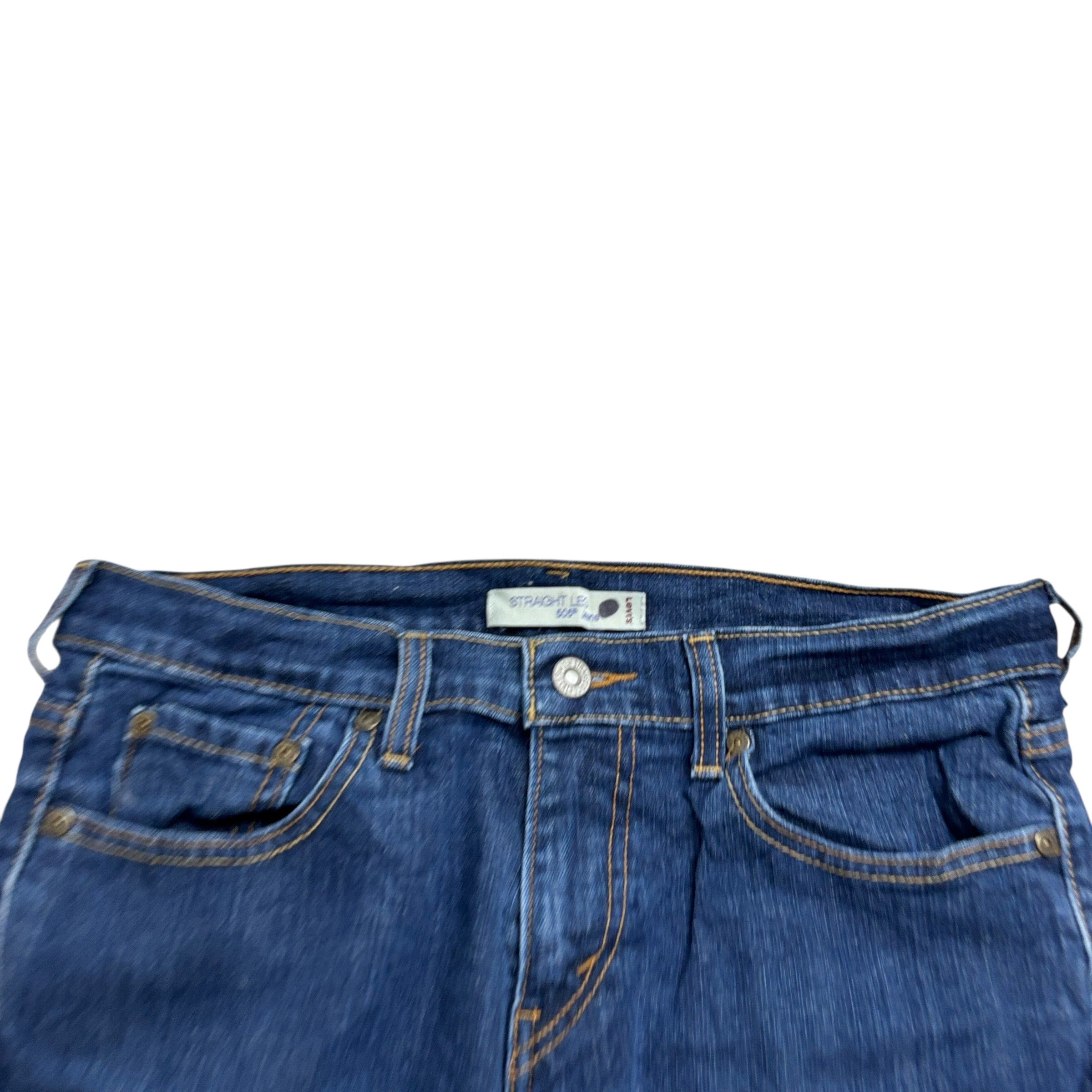 Levis 505 Jeans W30 L31 Womens Regular Straight Dark Blue Stretch Denim (E)