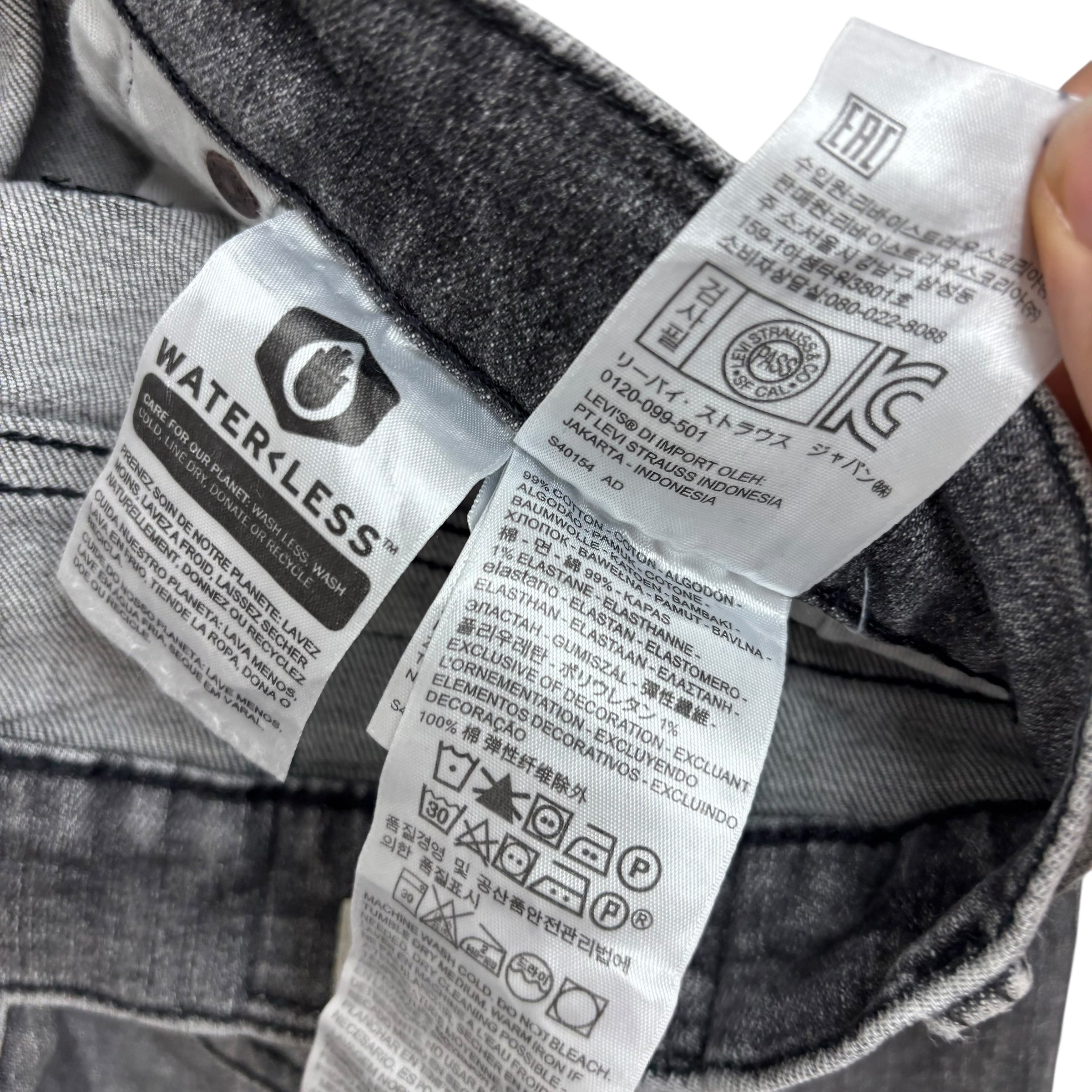 Levis 512 Jeans W34 L30 Mens Grey Slim Tapered Fit Stretch Denim