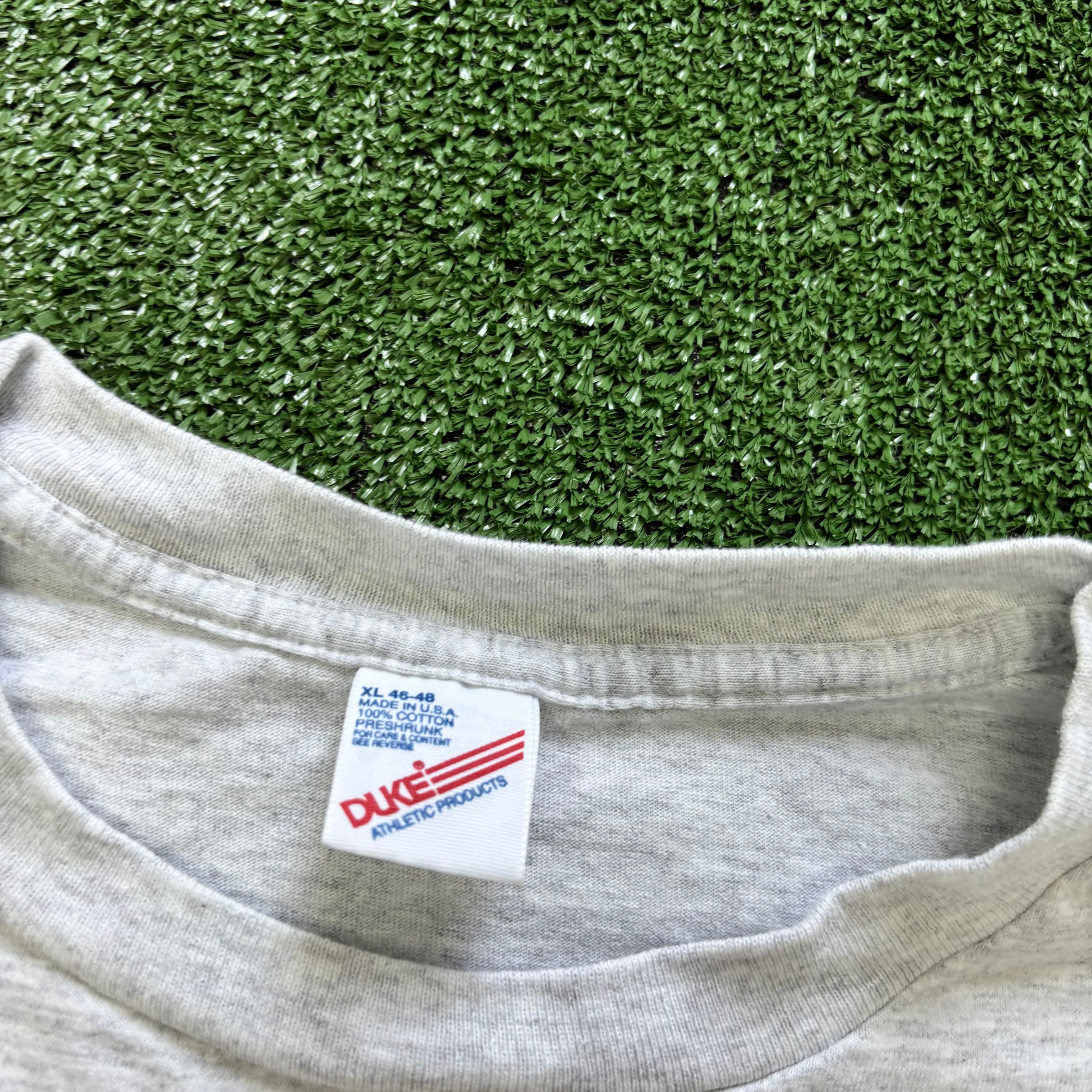 Vintage T Shirt Mens XL Grey Single Stitch Graphic Print 90s College (E)