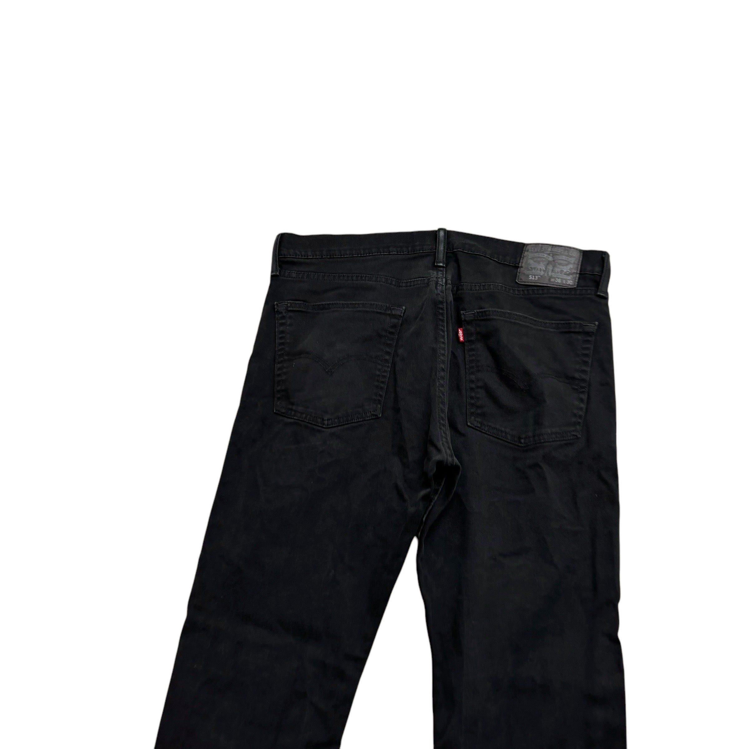 Levis 513 Jeans W36 L30 Mens Black Slim Straight Fit Stretch Denim (E)