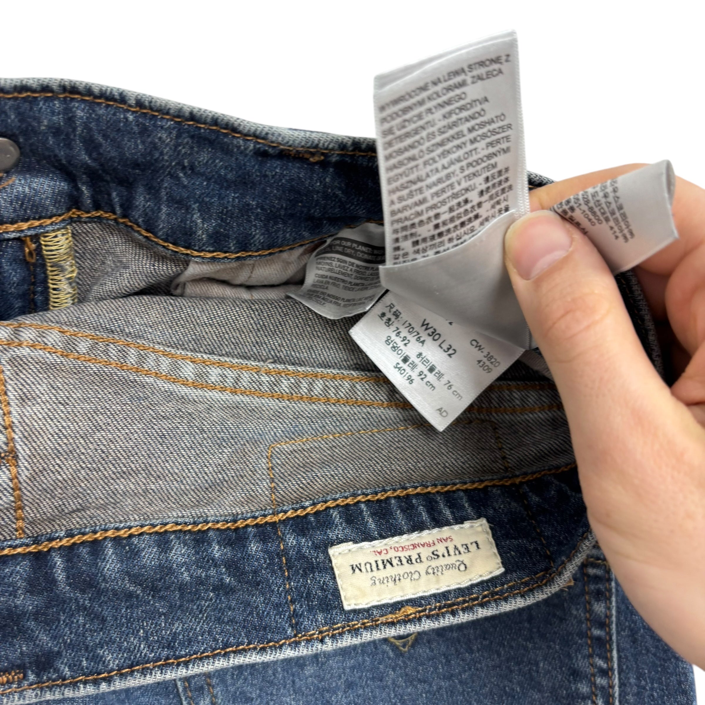 Levis Jeans W30 L32 Mens Mid Blue Skinny Tapered Fit Stretch Premium Denim (E)