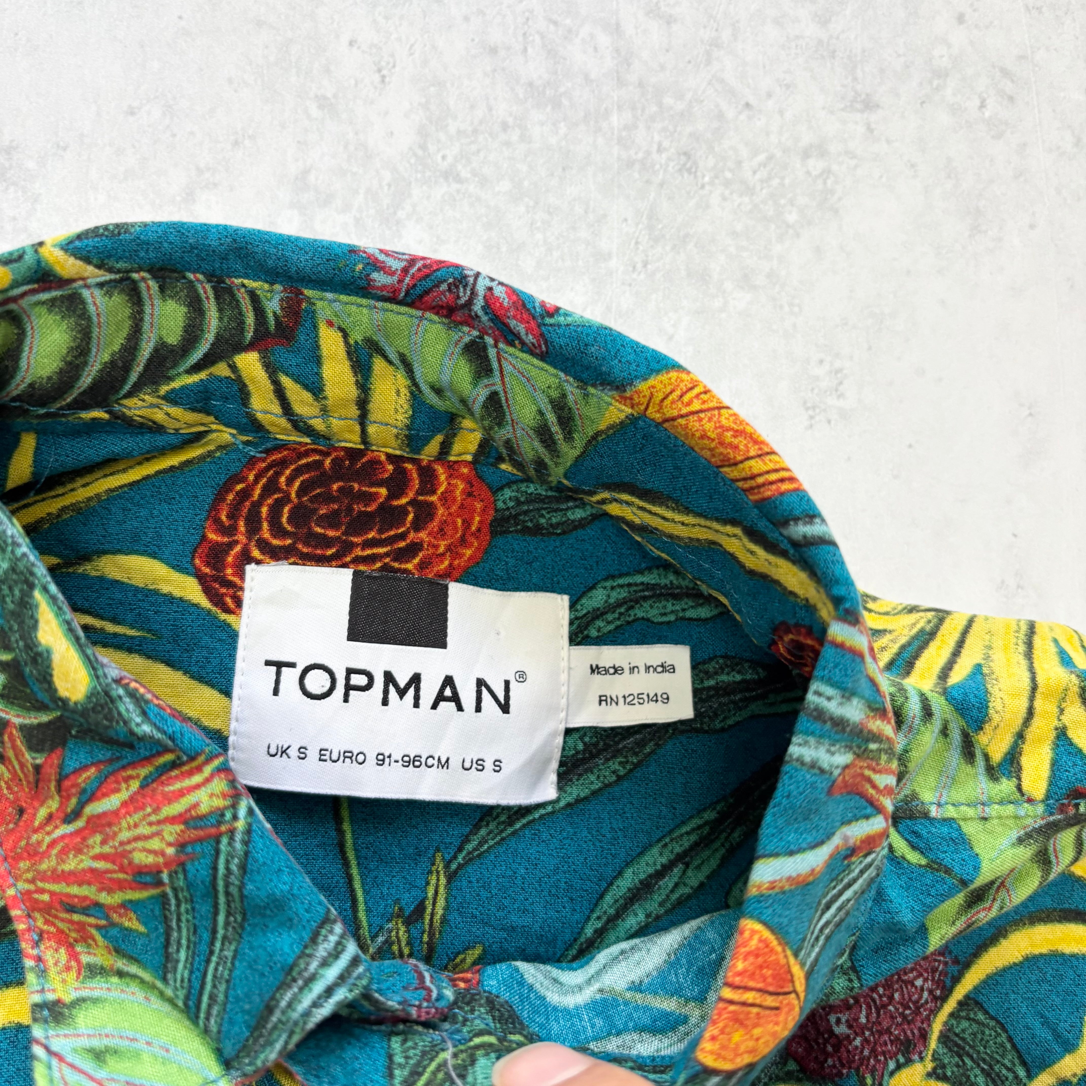 Topman Hawaiian Shirt Mens Small Long Sleeve Viscose Floral (E)