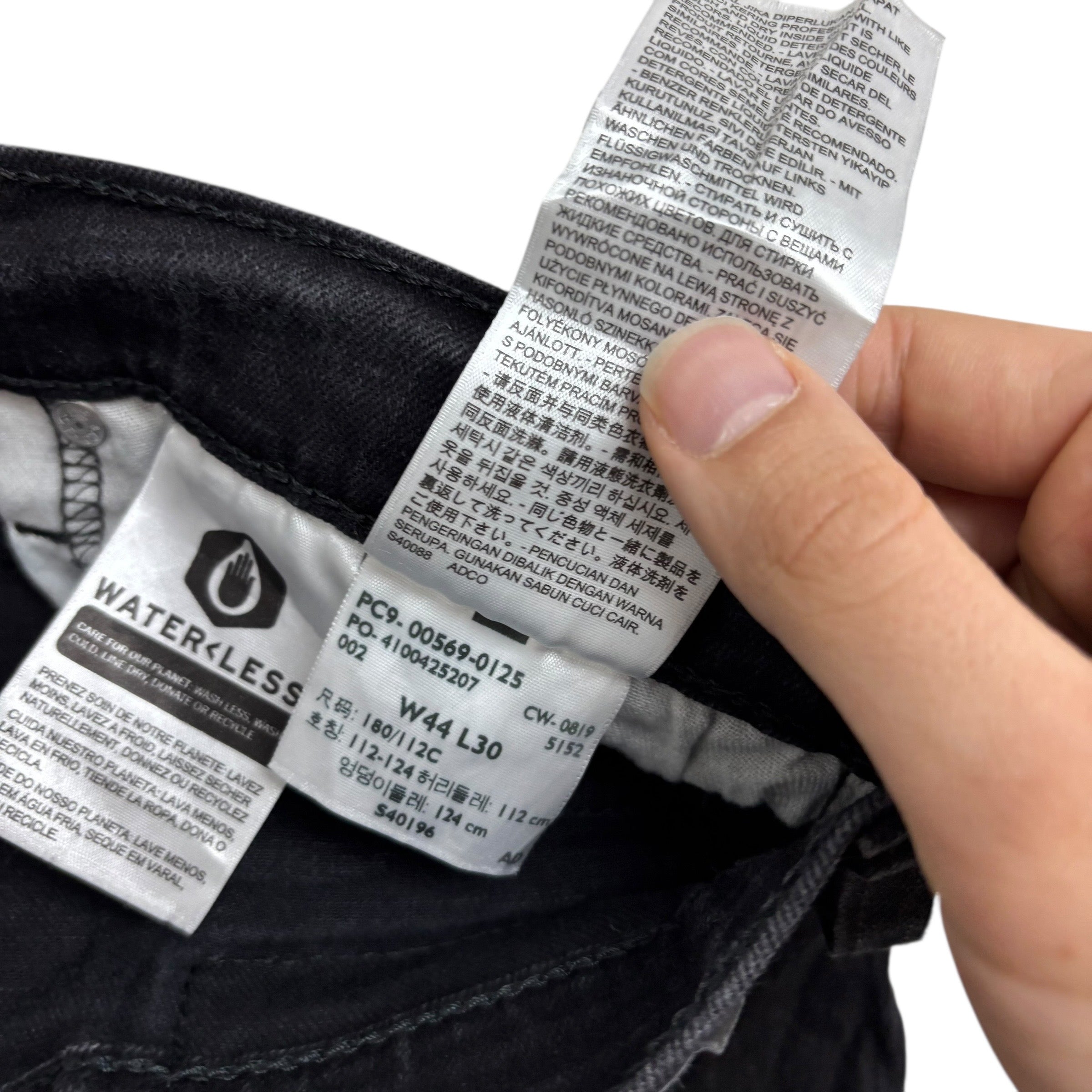 Levis 569 Jeans W44 L25 Mens Black Baggy Relaxed Straight Fit Stretch Denim (E)