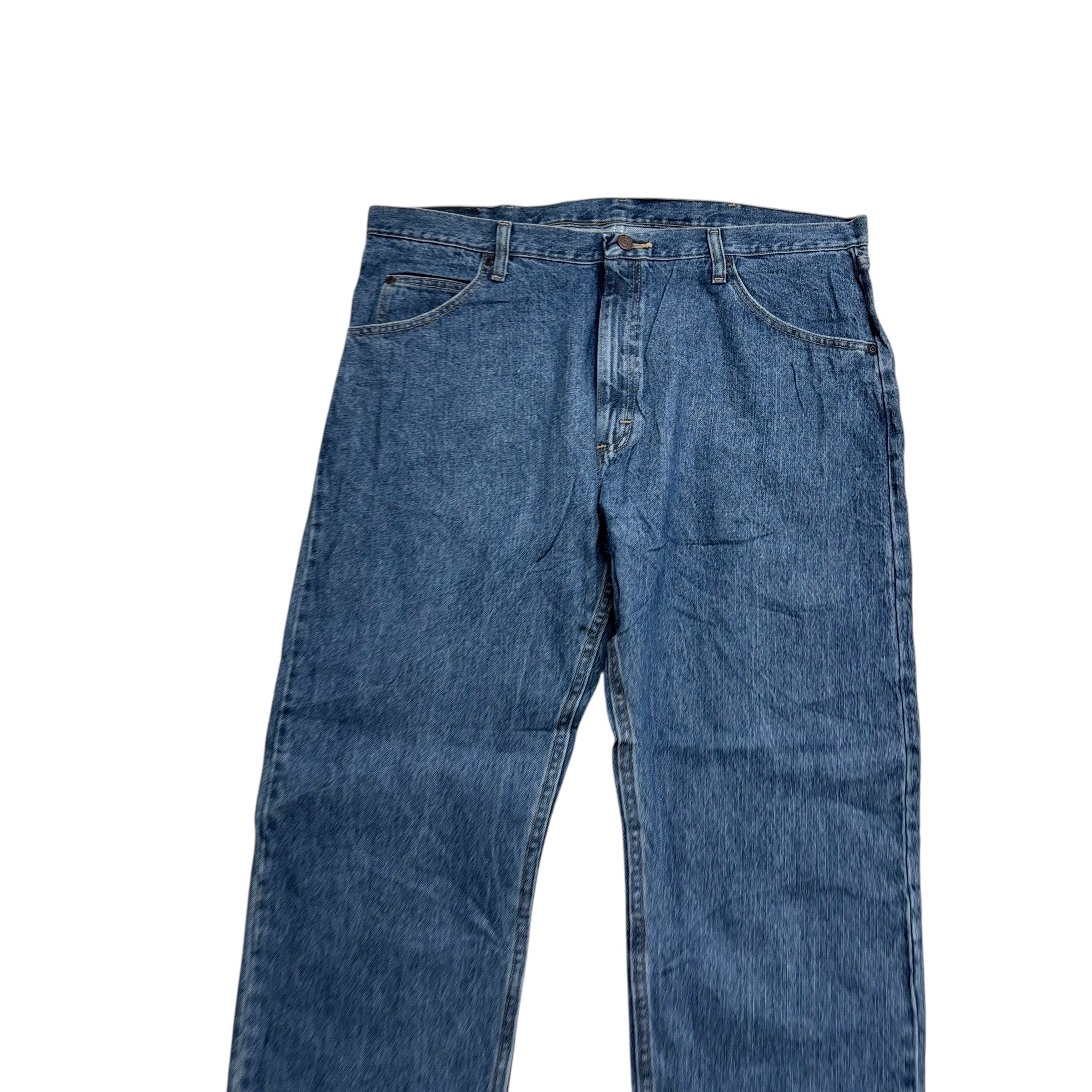 Wrangler Jeans W40 L30 Mens Mid Blue Regular Straight Fit Denim (E)