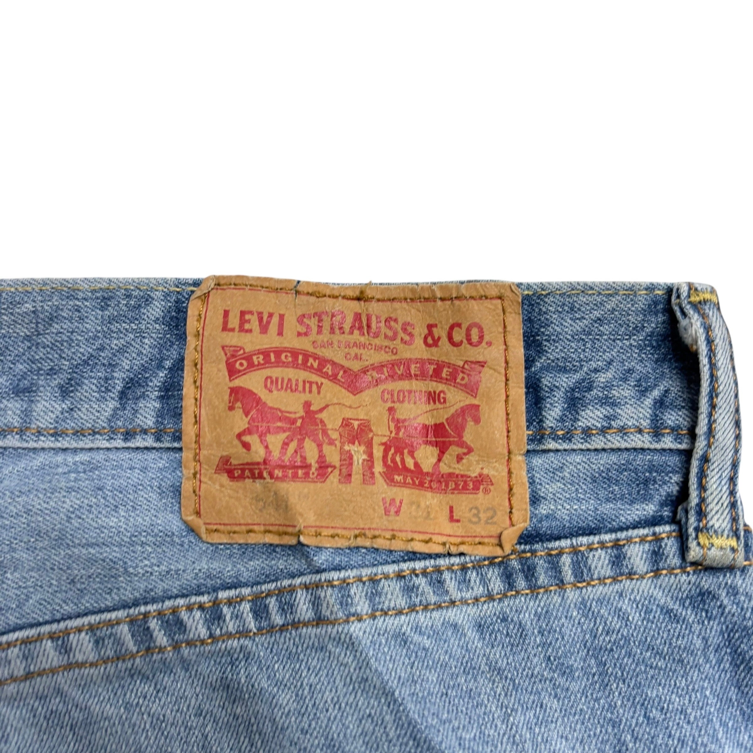Levis 541 Jeans W32 L32 Mens Mid Blue Athletic Tapered Fit Distressed Denim
