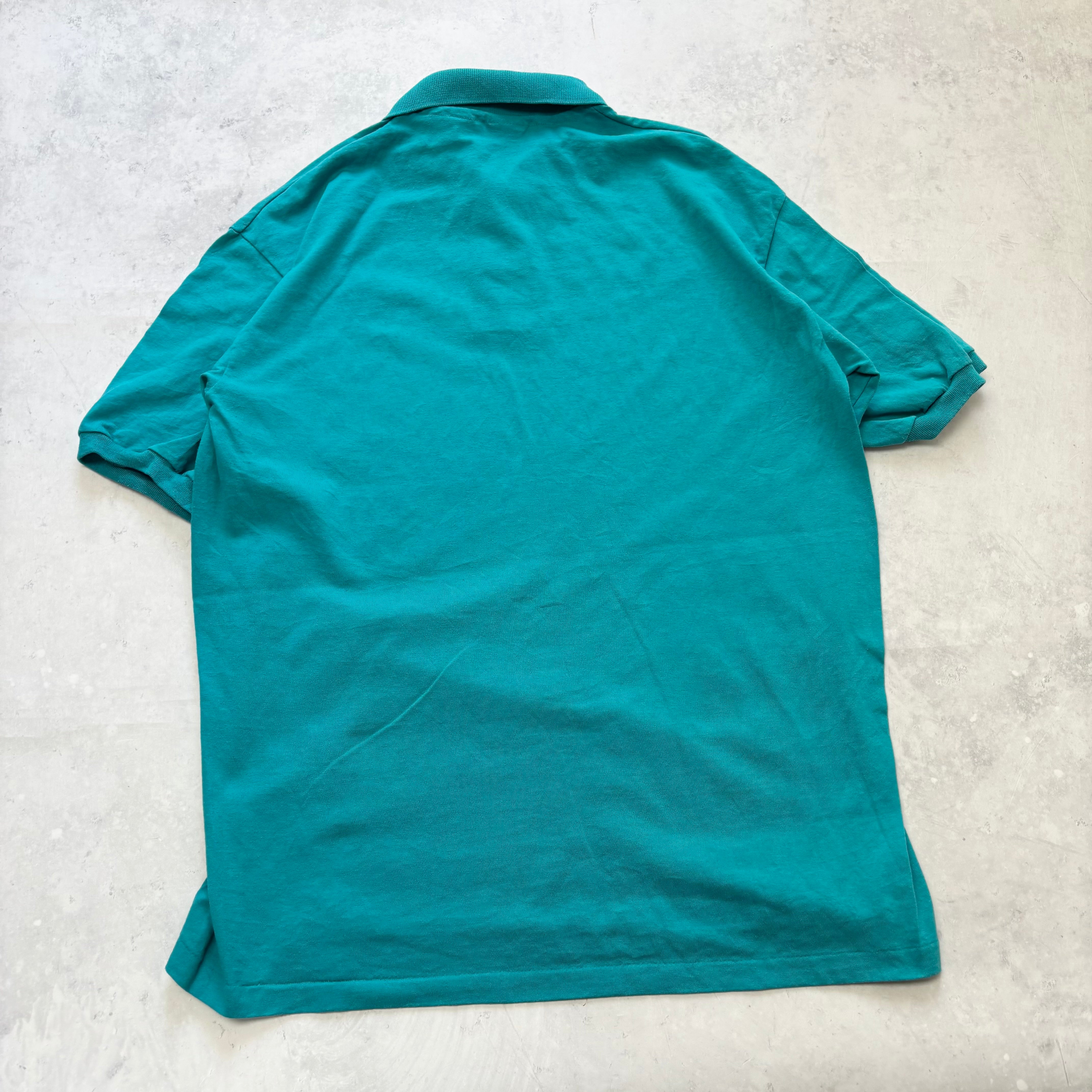 Vintage Polo Shirt Mens Large Blue Single Stitch Graphic Print 90s USA (E)