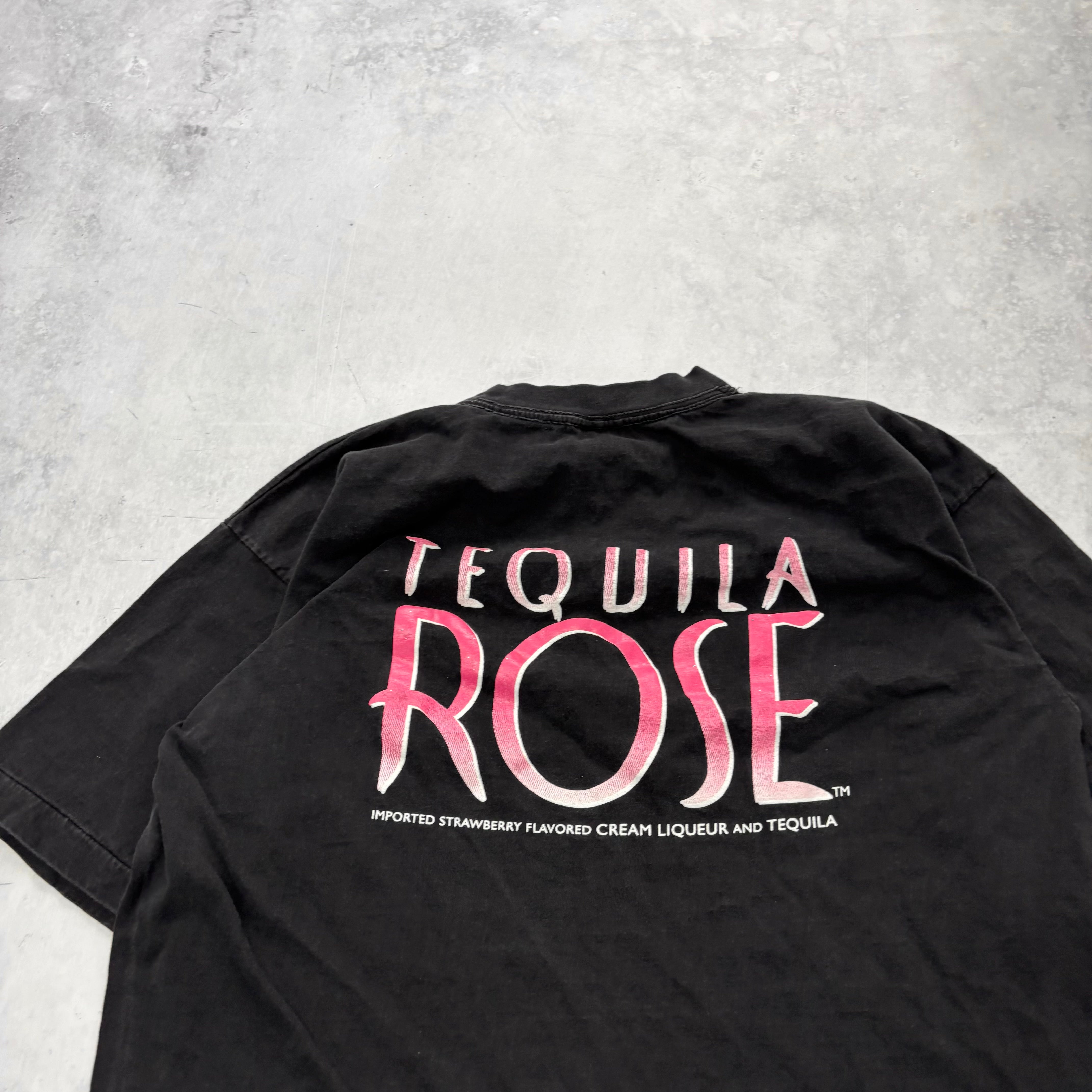 Vintage T Shirt Mens Large Black Single Stitch Graphic Print 90s Tequilla