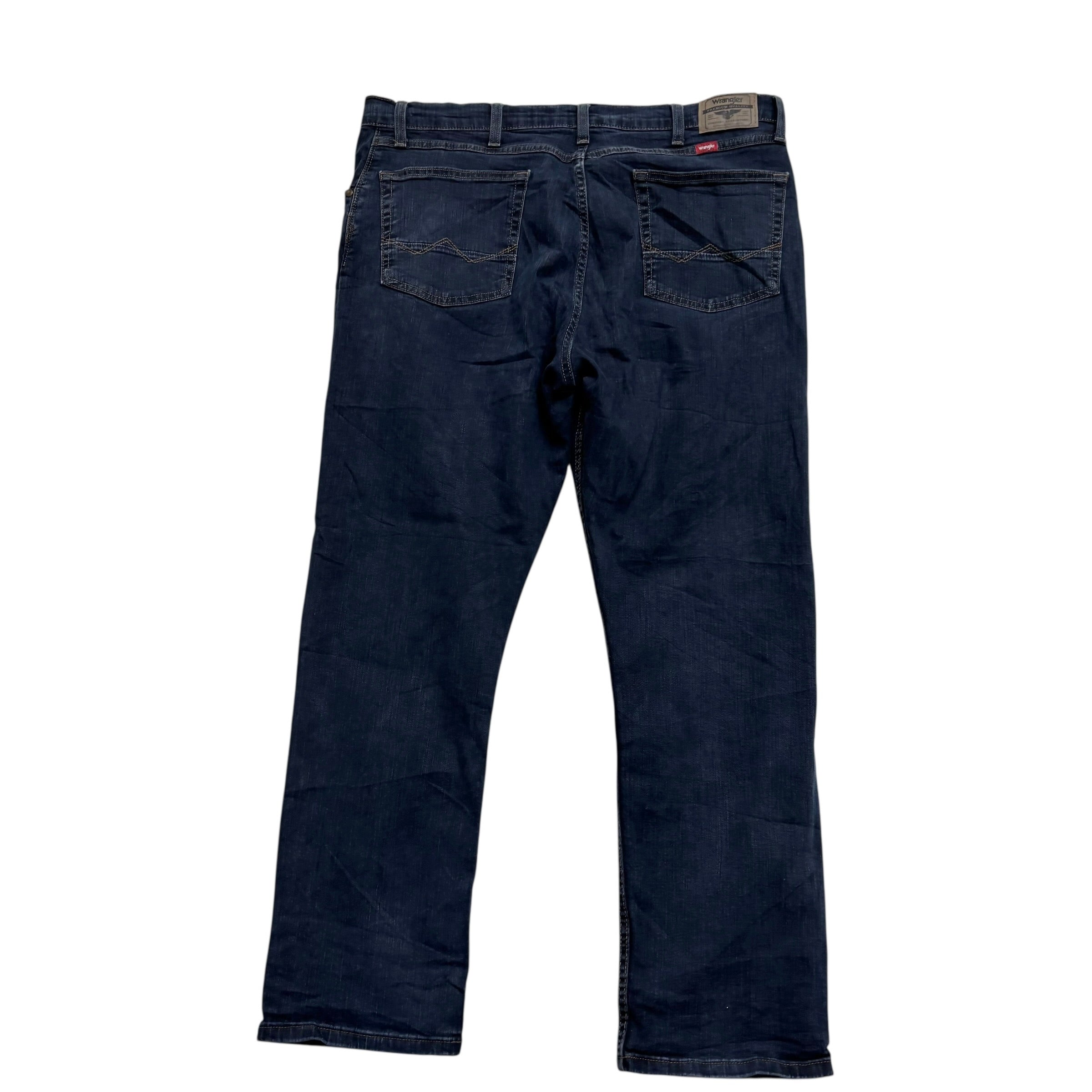 Wrangler Jeans W38 L30 Mens Dark Blue Slim Straight Fit Stretch Denim (E)