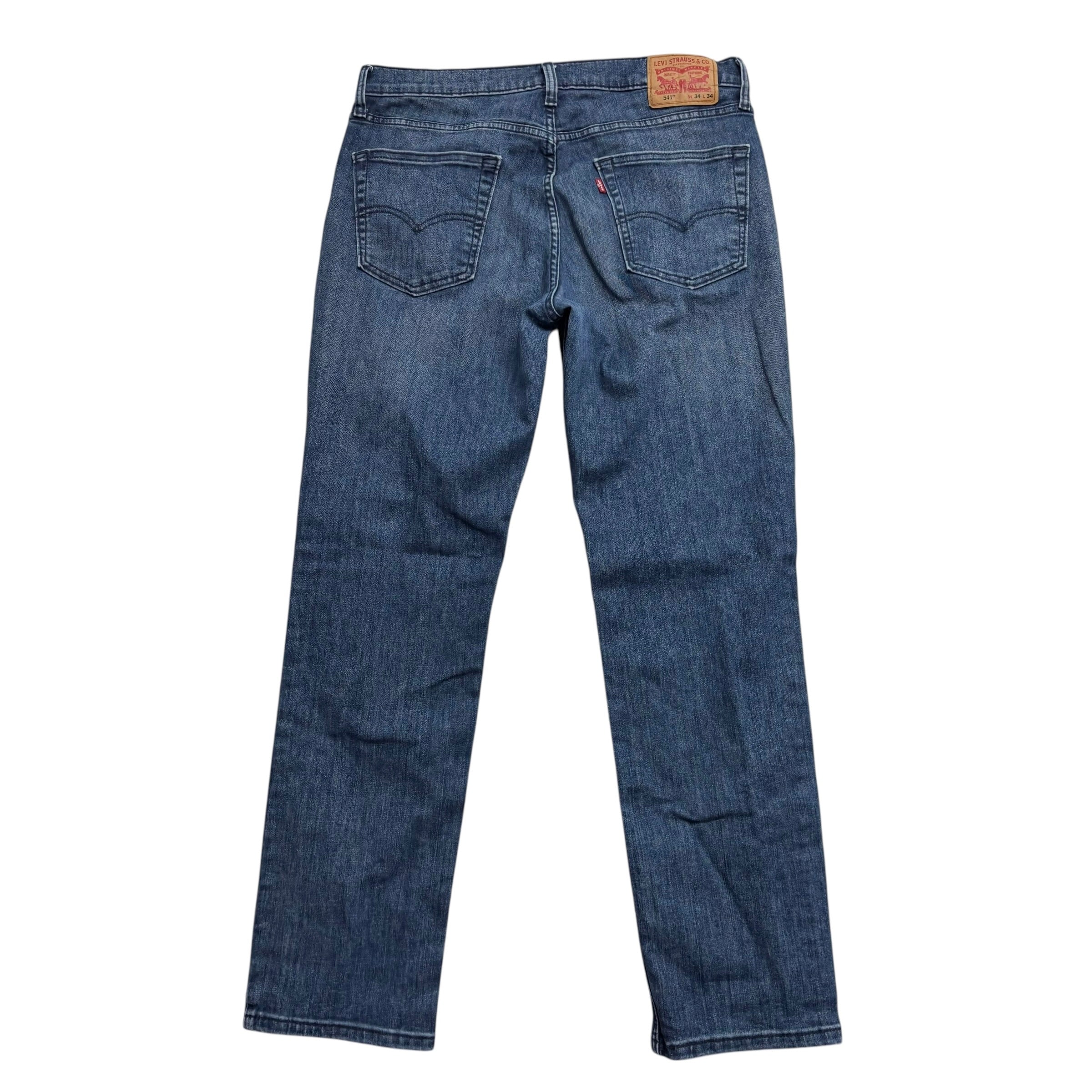 Levis 541 Jeans W34 L34 Mens Navy Blue Athletic Tapered Fit Stretch Denim