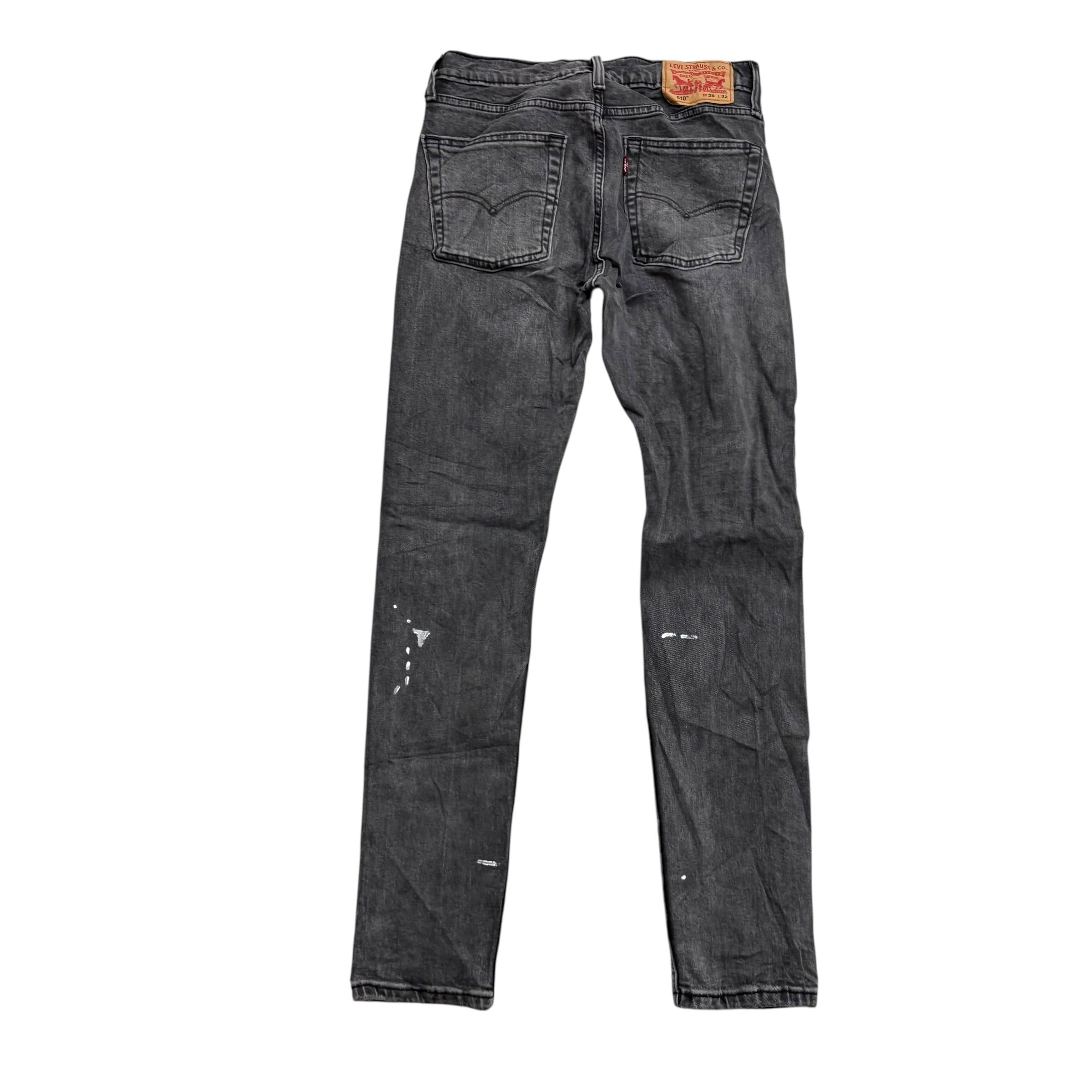 Levis 510 Jeans W28 L31 Mens Grey Skinny Fit Stretch Distressed Denim (F)