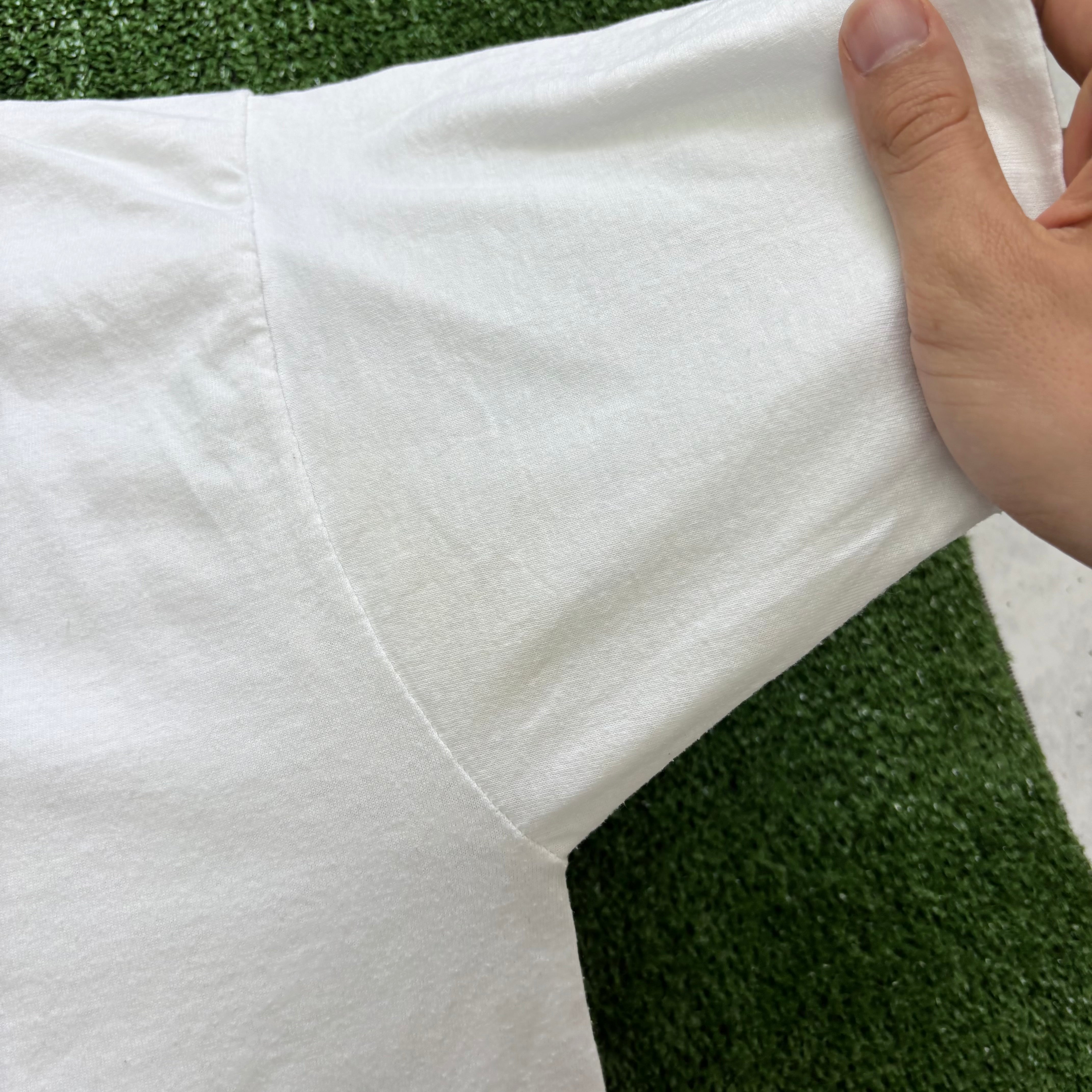 Vintage T Shirt Mens XL White Single Stitch Graphic Print 90s Running