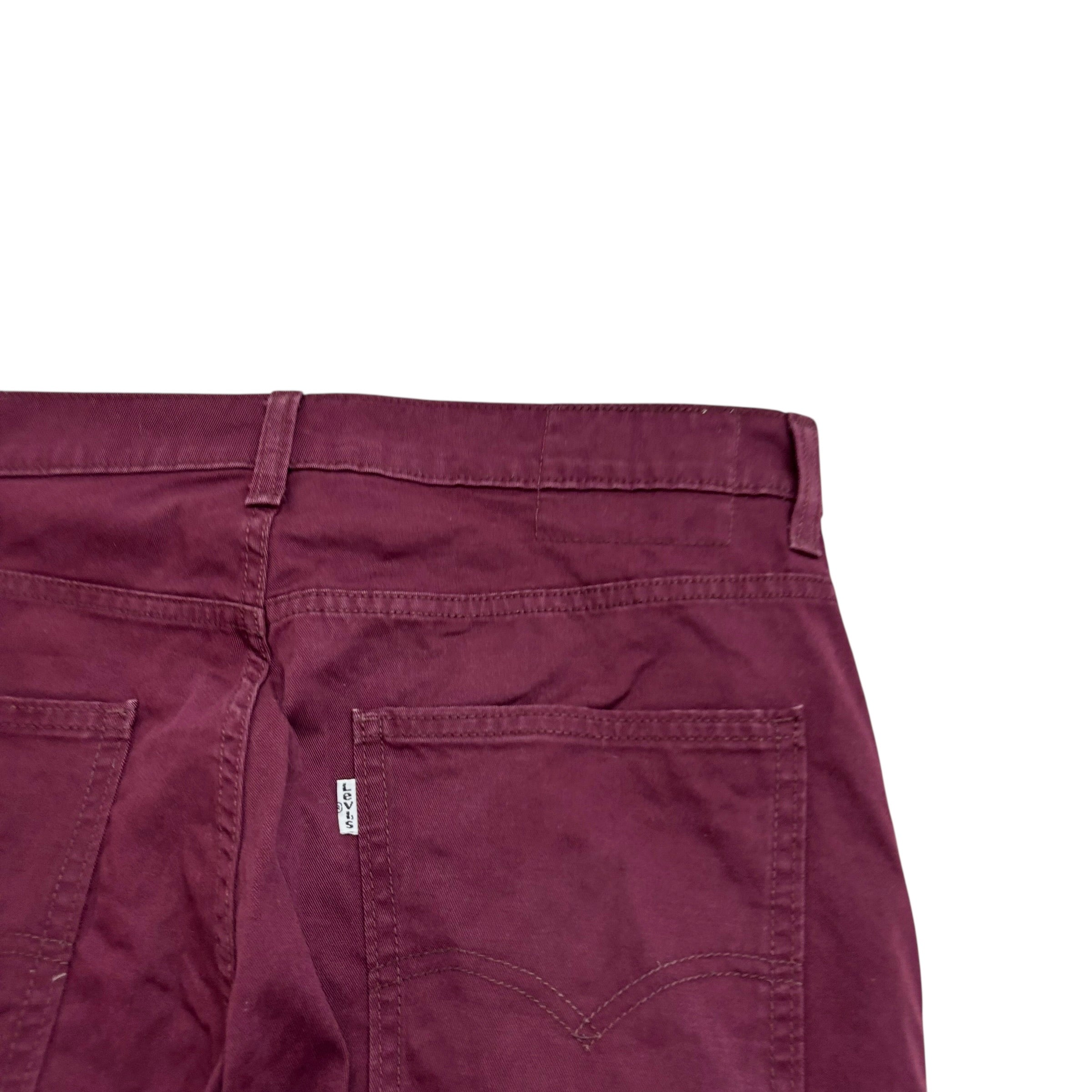 Levis Trousers W32 L34 Mens Burgundy Regular Taper Fit Chino Stretch (E)