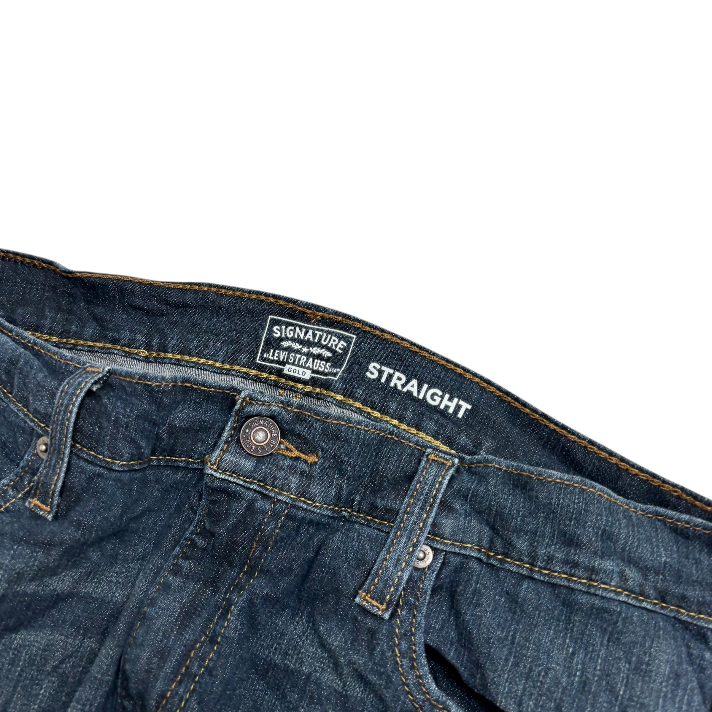 Levis Signature Jeans W34 L29 Mens Dark Blue Regular Straight Fit Stretch (E)