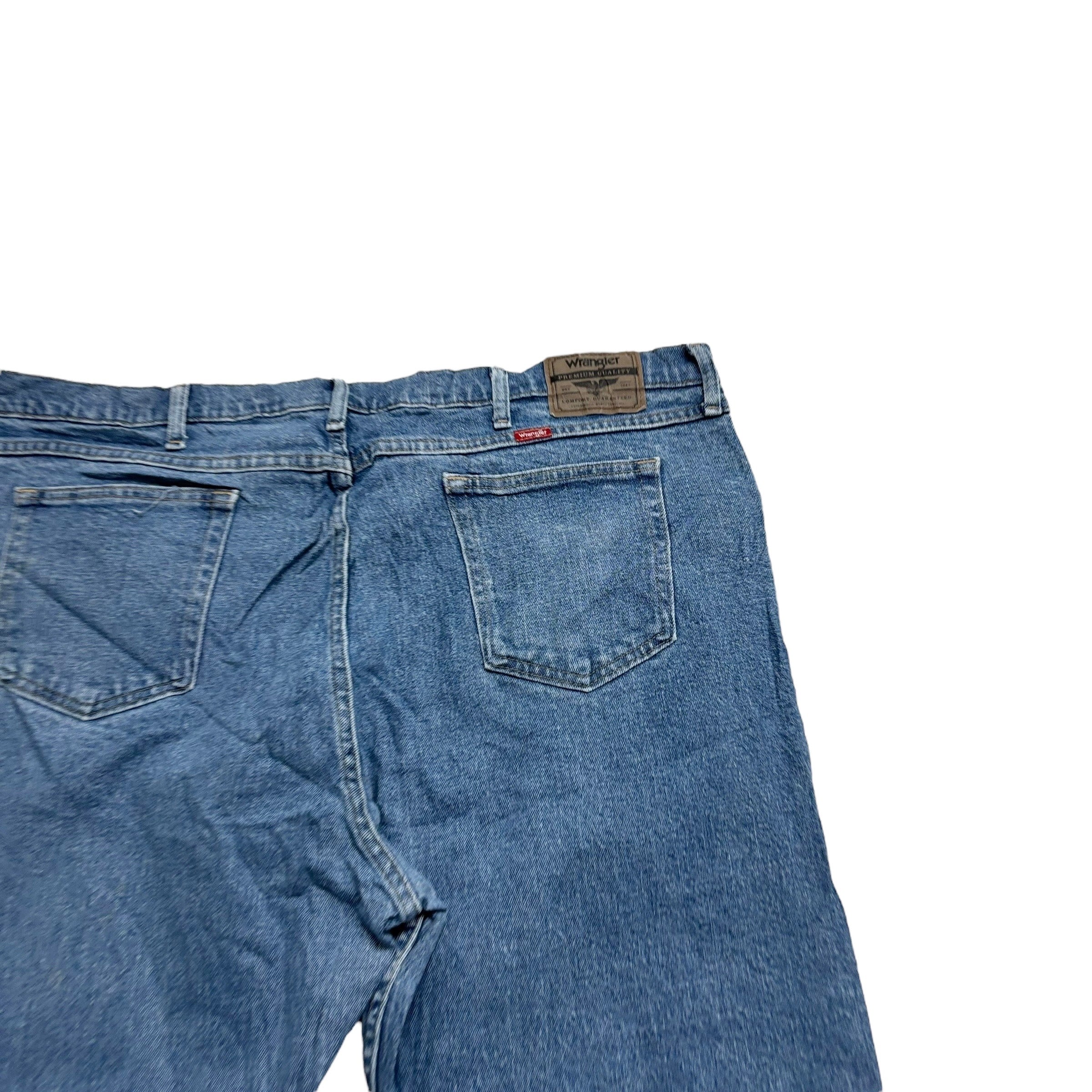 Wrangler Jeans W44 L30 Mens Mid Blue Relaxed Straight Fit Stretch Denim