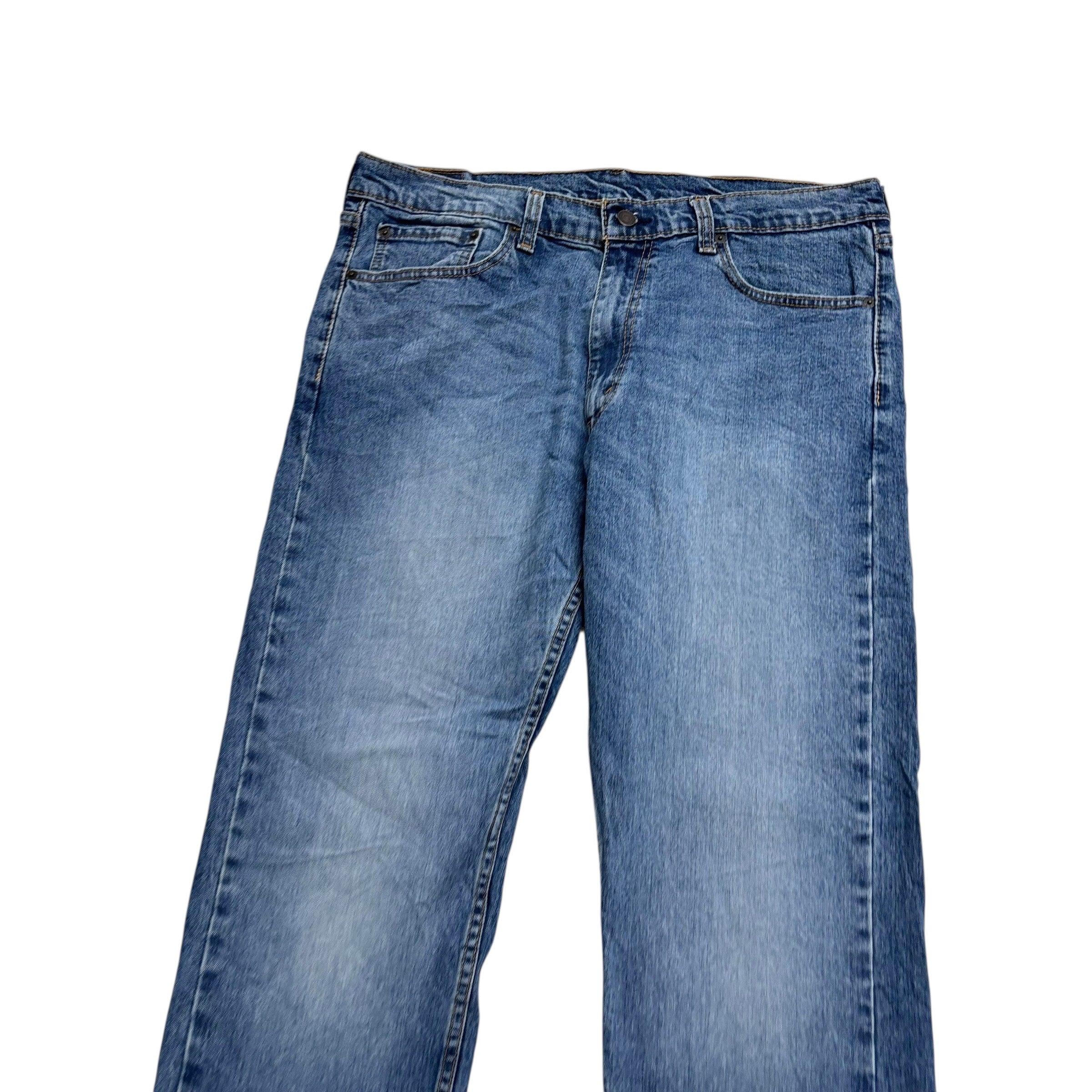 Levis 505 Jeans W36 L32 Mens Mid Blue Regular Straight Fit Stretch Denim (E)