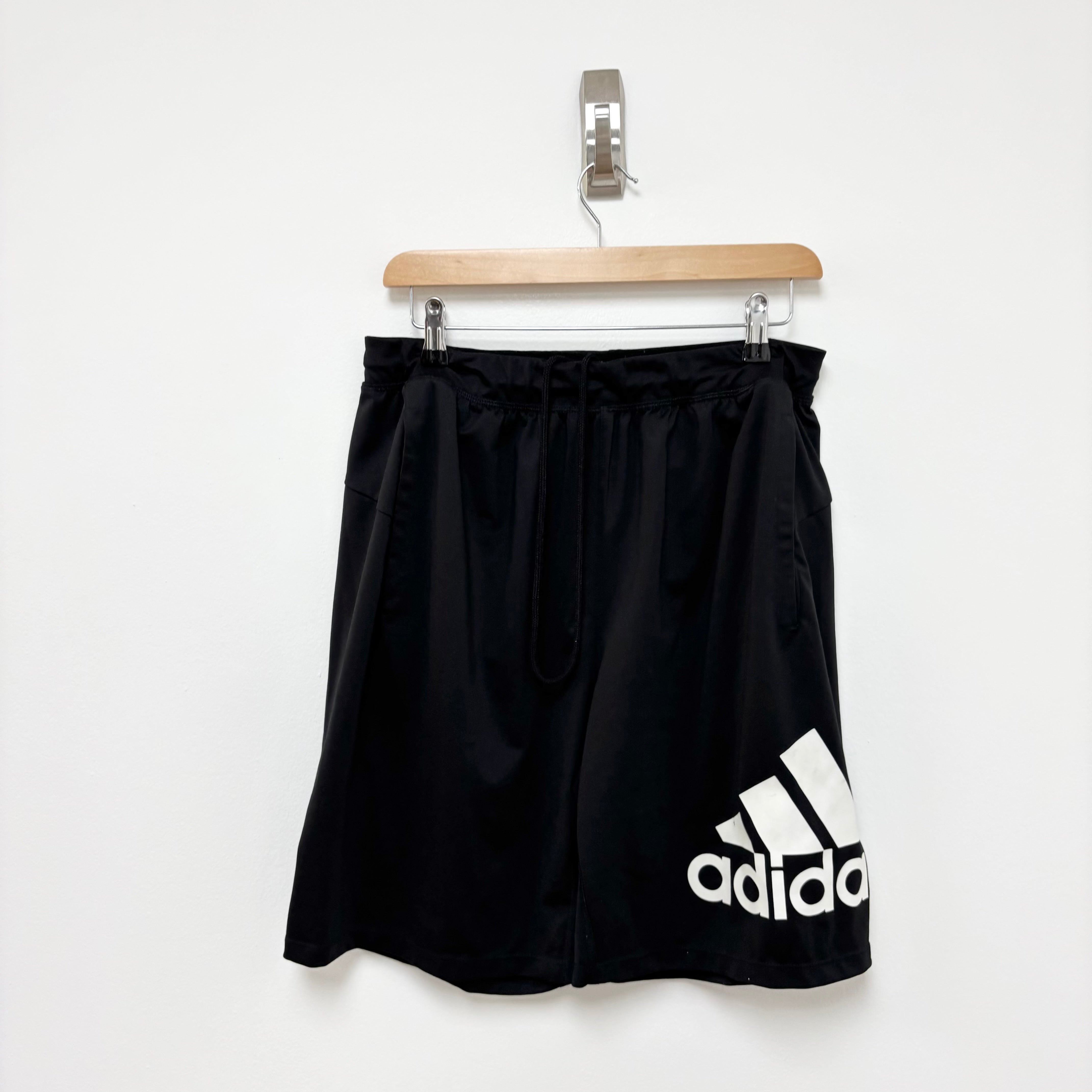 Adidas Shorts Mens Large Black Sports Running Gym Athletic Pockets (E)