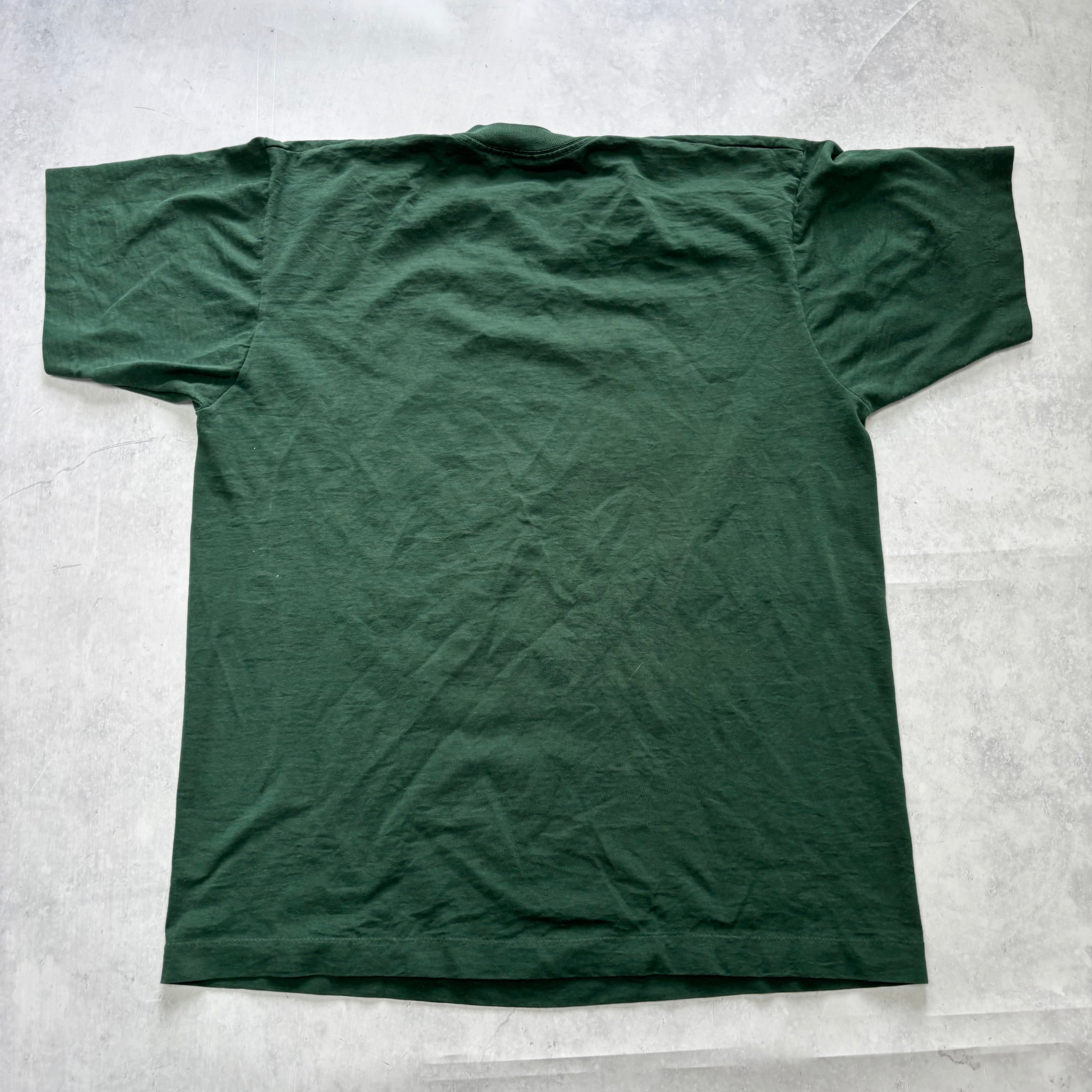 Vintage T Shirt Mens Large Green Single Stitch Graphic Print 90s USA NFL