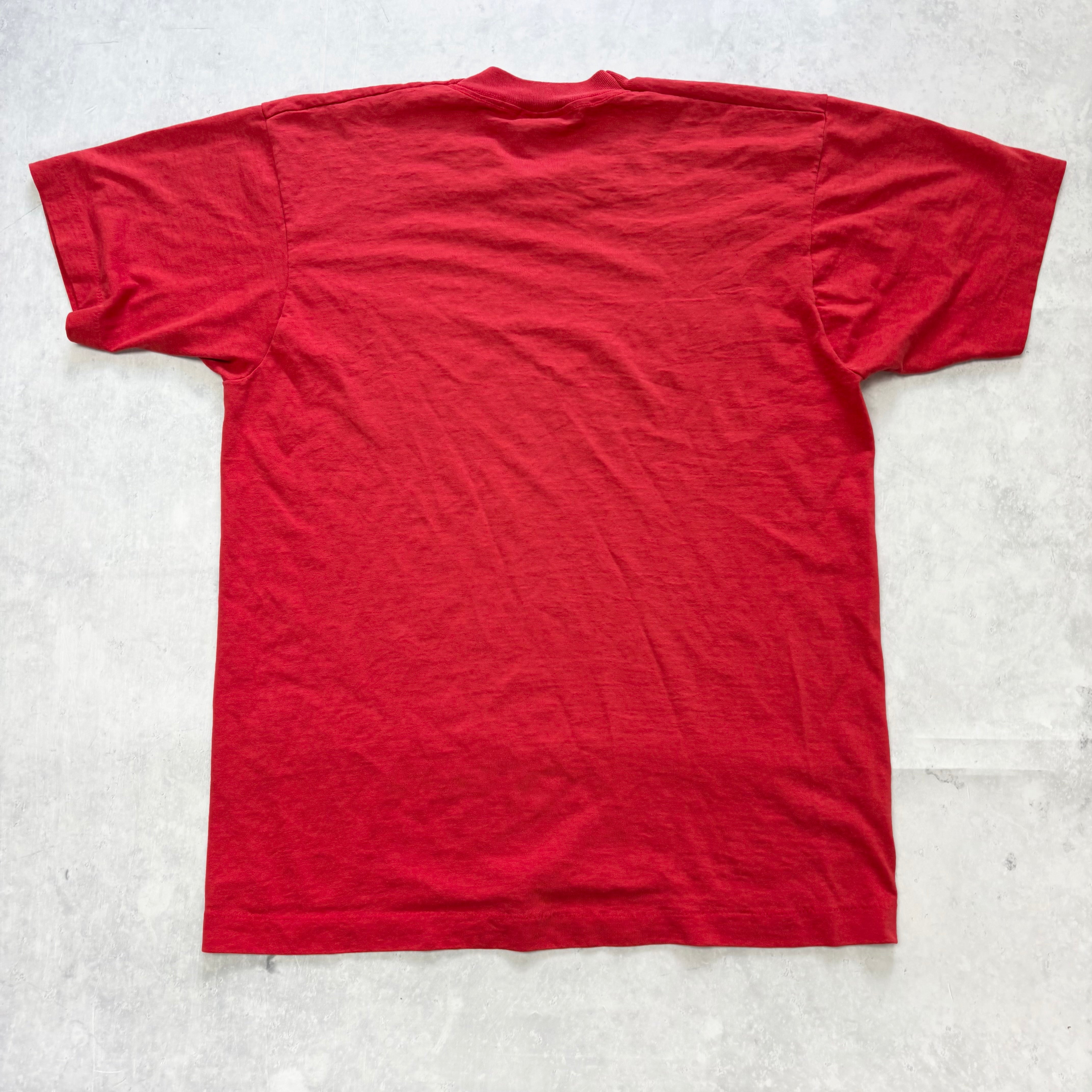 Vintage T Shirt Mens Medium Red Single Stitch Graphic Print 90s USA Military (E)
